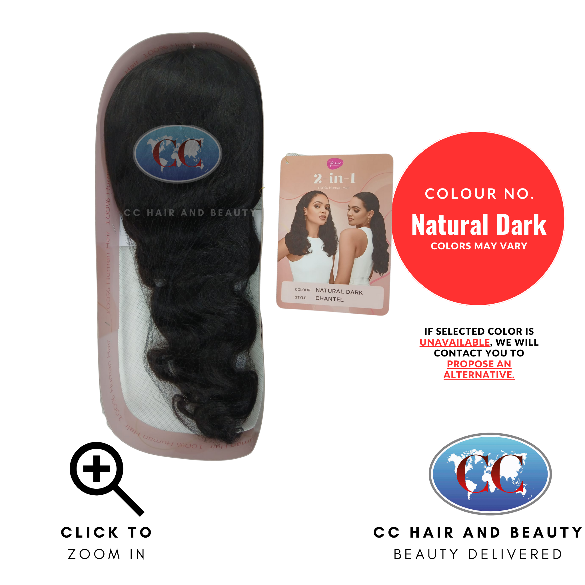 Feme 2-in-1 Human Hair Half Wig & Ponytail - Chantel-Colour Natura Dark