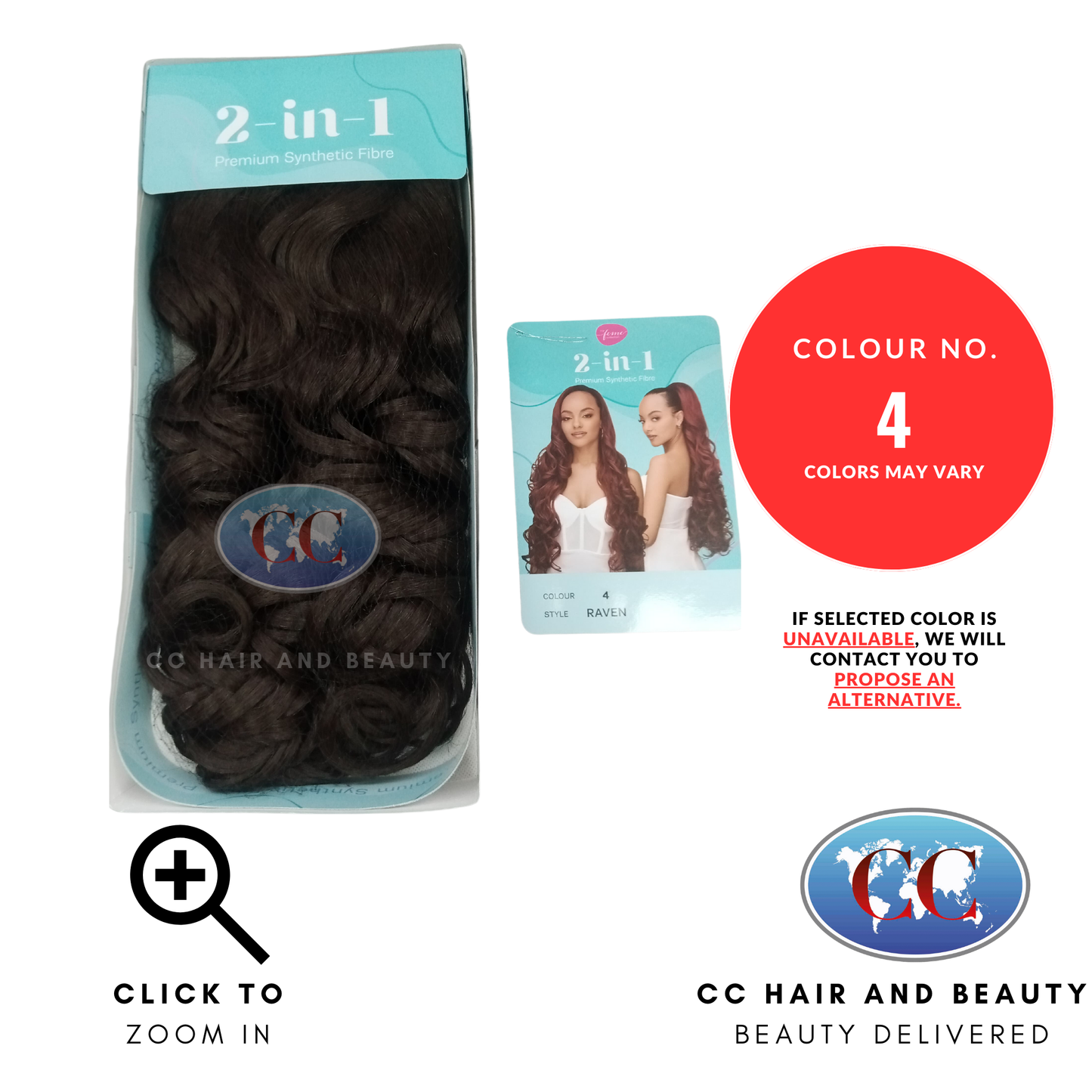 Feme 2-in-1 Synthetic Half Wig and Ponytail - Raven-Colour 4