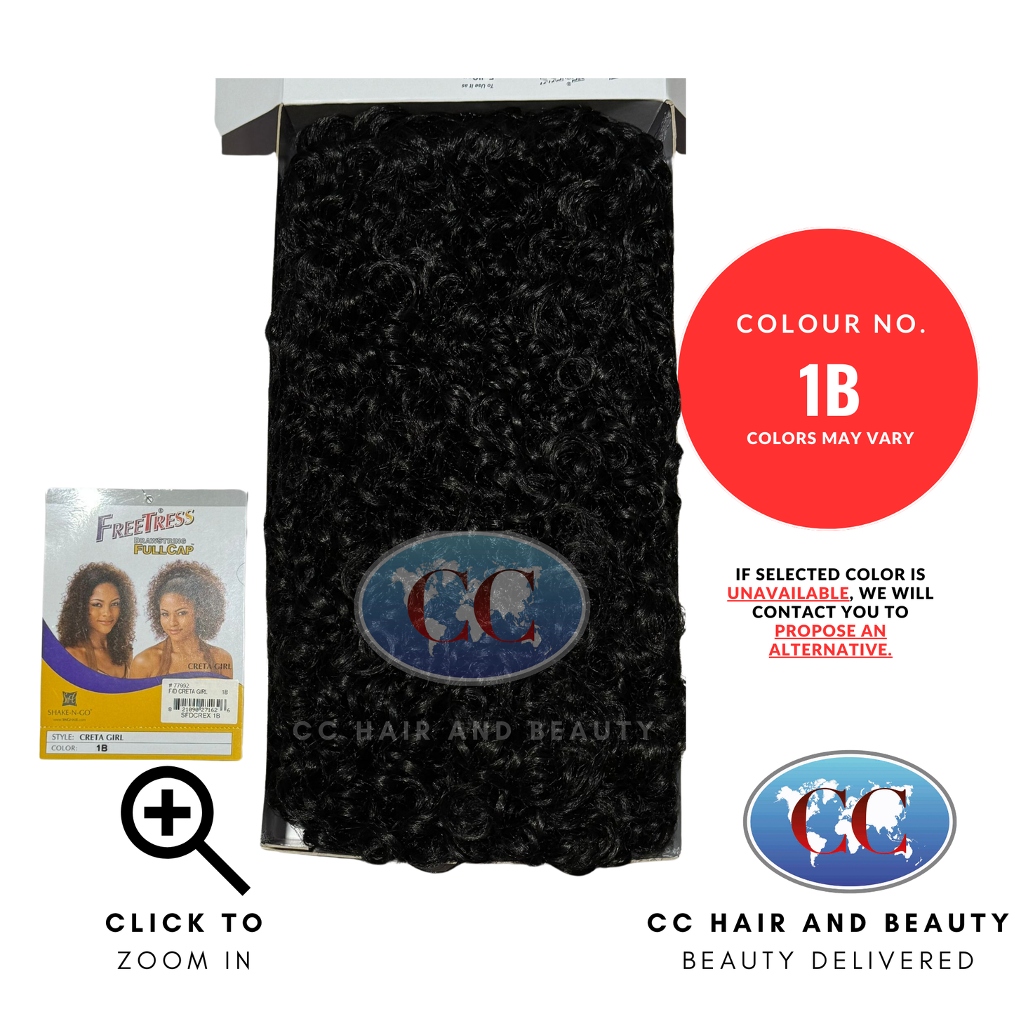 Freetress Synthetic Half Wig - Drawstring Fullcap - Creta Girl-Colour 1B