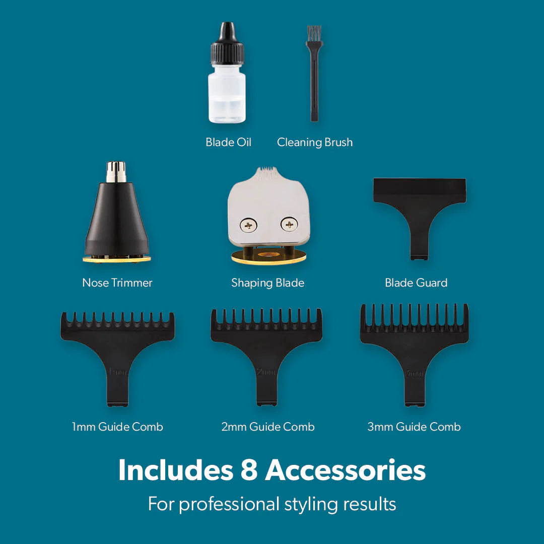 Geepas 3-In-1 Black and Gold Prestige Rechargeable Shaver