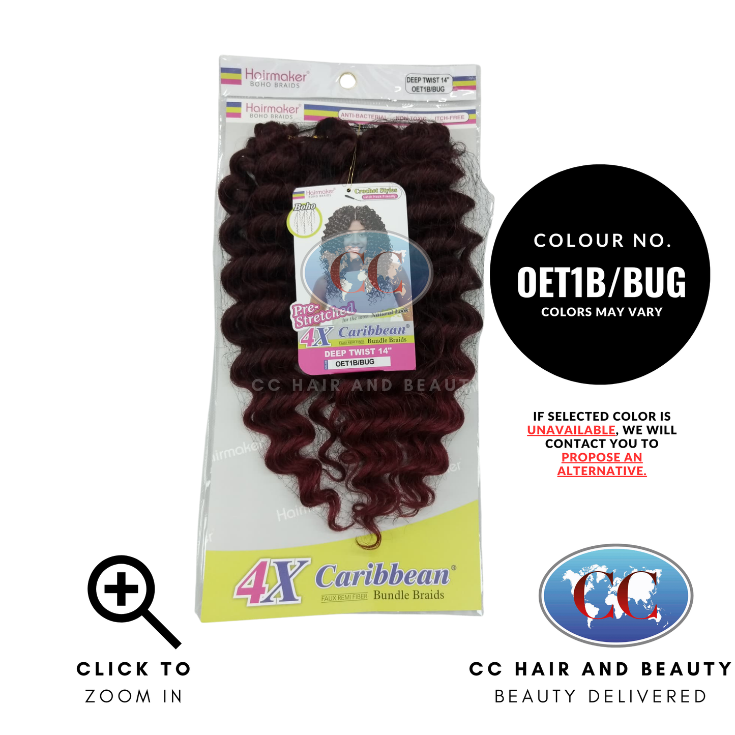 Hair Maker Boho Braids 4x Caribbean Bundle Braids Deep Twist 14"-Color-OET1B/BUG