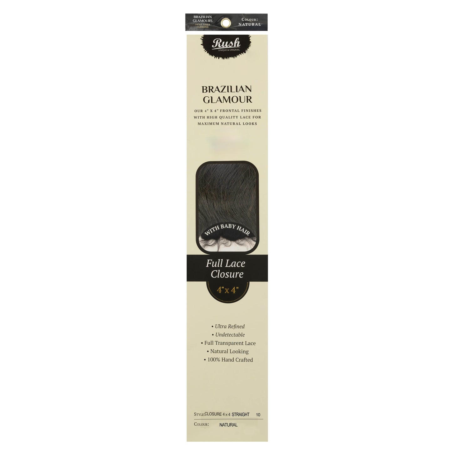 Rush Unique & Original Brazilian Glamour 4x4 Full Lace Closure With Baby Hair - Straight
