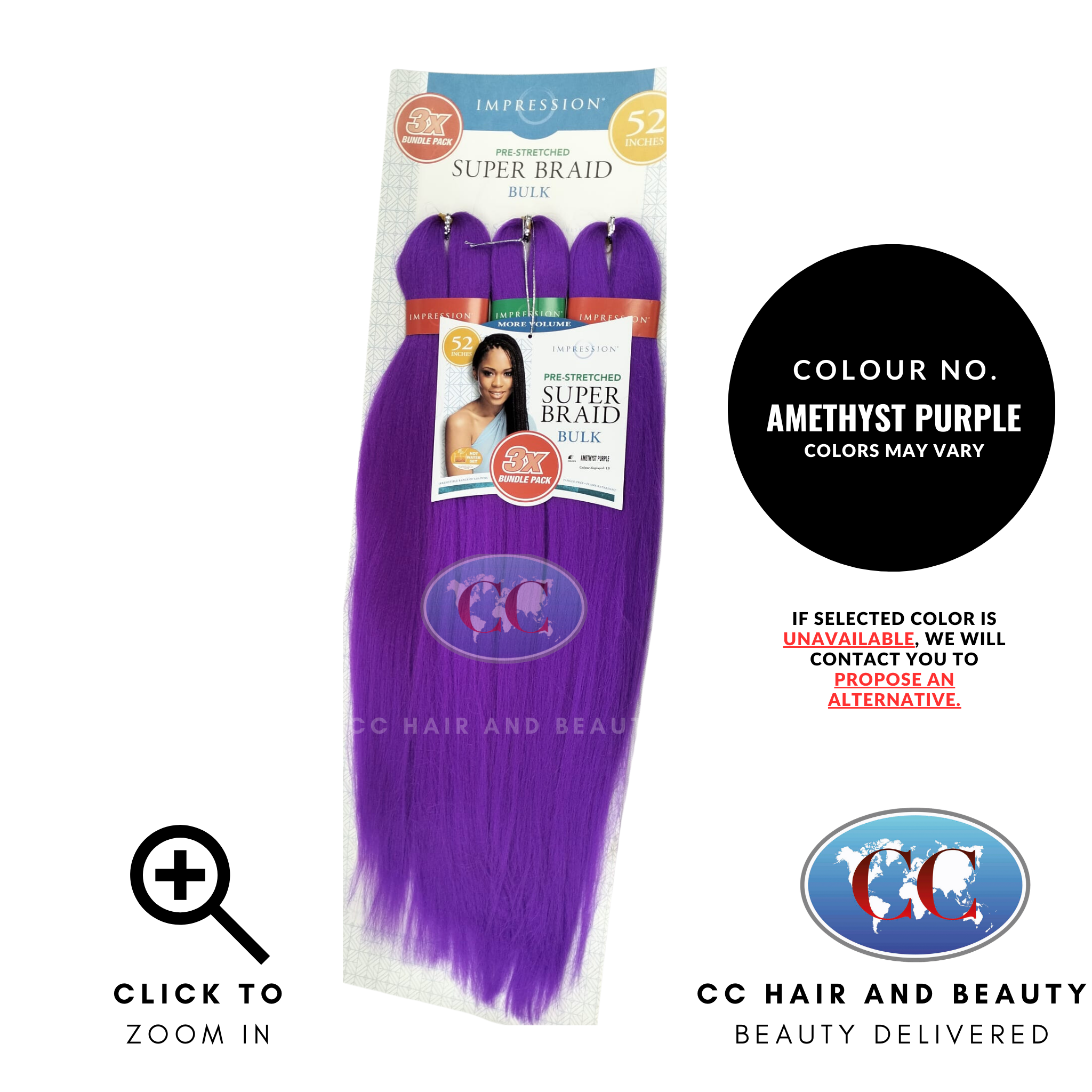 Impression Super Braid Bulk 52" Inches Pre Stretched 3X Value Pack-Colour AMETHYST PURPLE