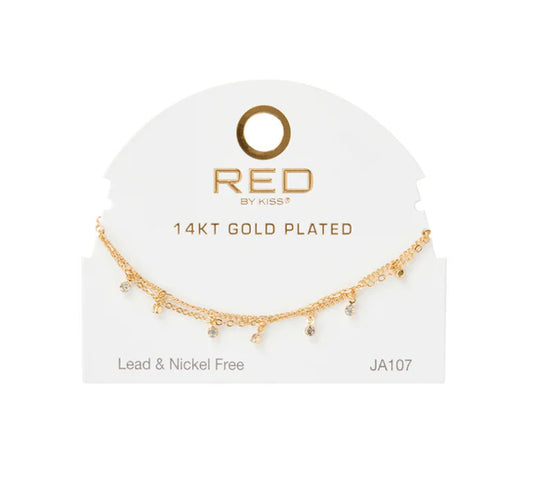 Red By kiss 14 KT Gold Plated Anklet - JA107G