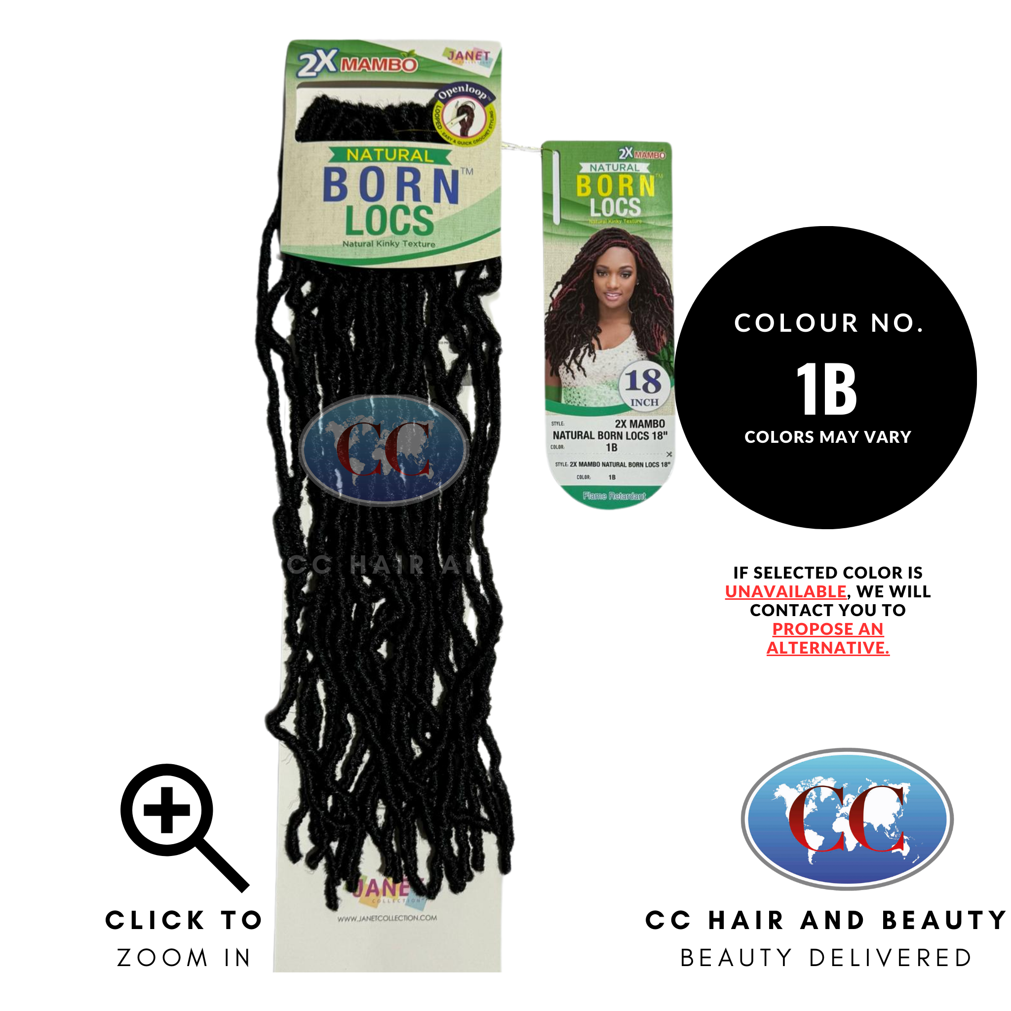Janet Collection 2 X Mambo Natural Born Locs 18"-Colour 1B