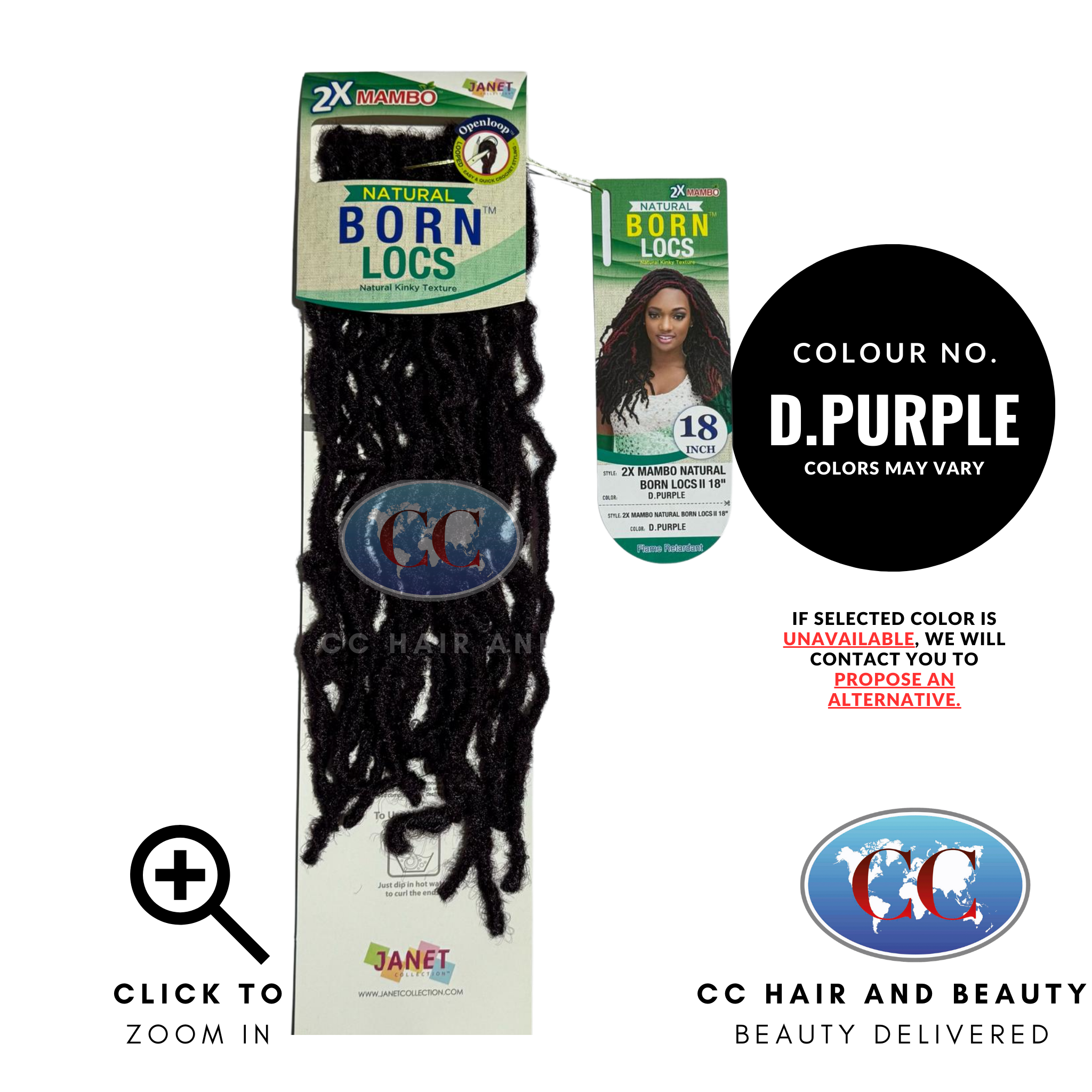 Janet Collection 2 X Mambo Natural Born Locs 18"-Colour D.PURPLE