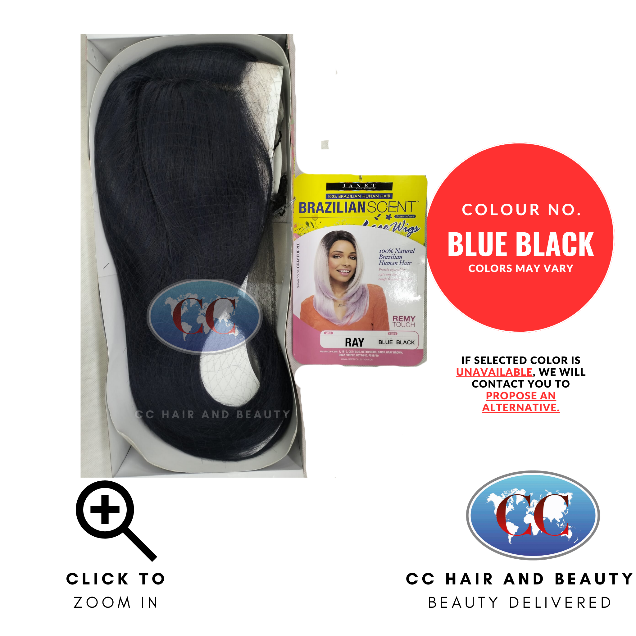 Janet Collection Human Hair Blend Lace Front Wig Brazilian Scent - Ray-Colour BLUE BLACK