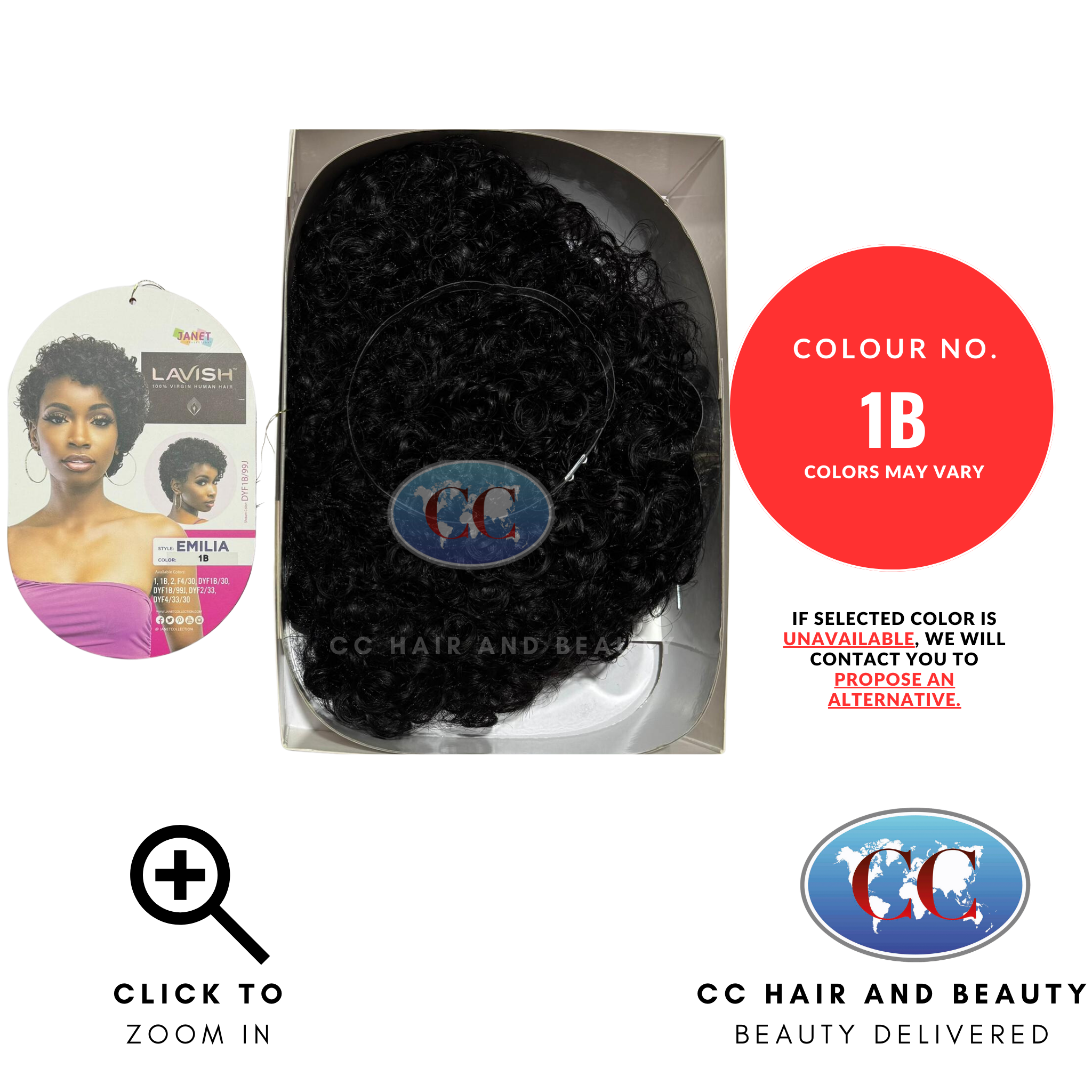 Janet Collection Lavish 100% Virigin Remy Human Hair Wig - Emilia-Colour 1B
