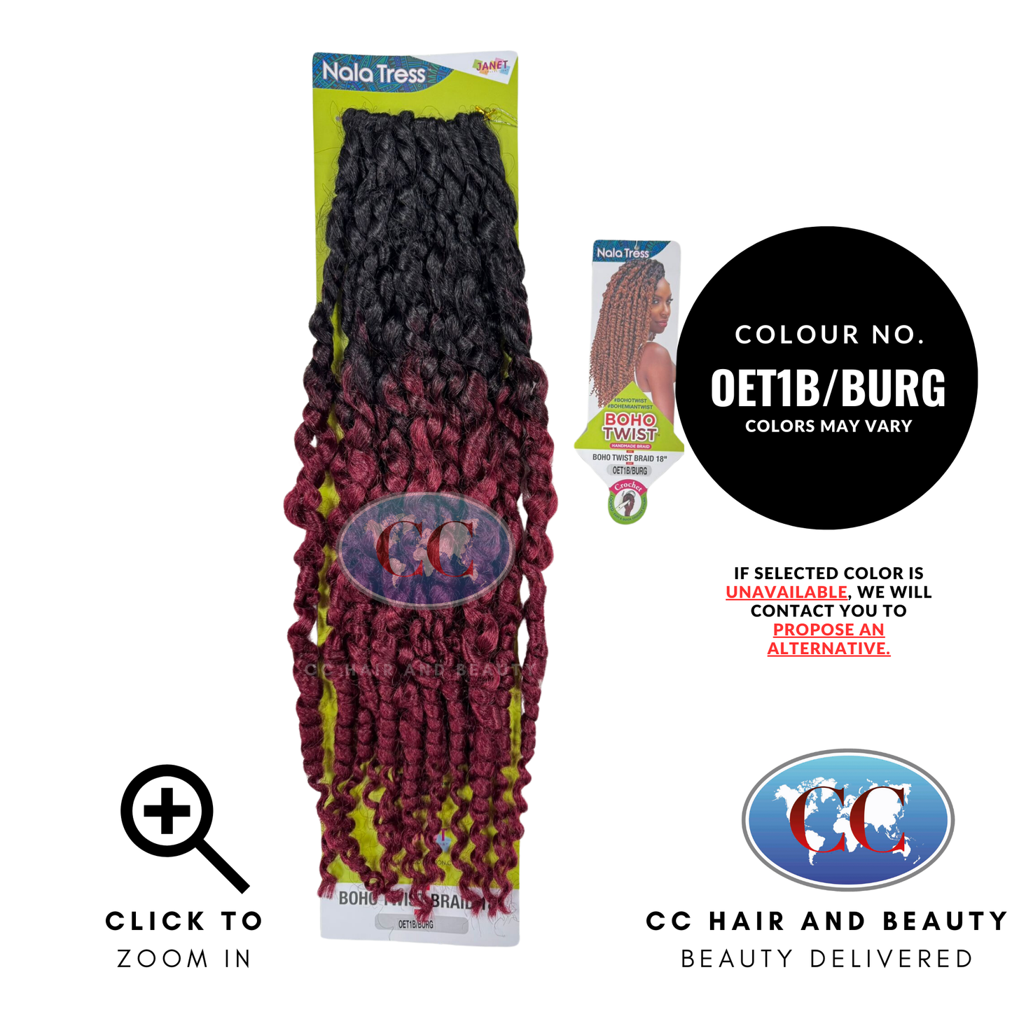 Janet Collection Nala Tress Synthetic Crochet Braids - Boho Twist Braids 18"-Colour OET1B/BURG