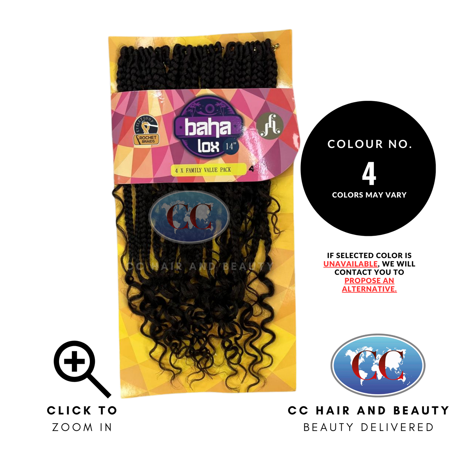 Jazzy Hair Baha Box Lox 4x Family Value Pack 14"-Colour 4