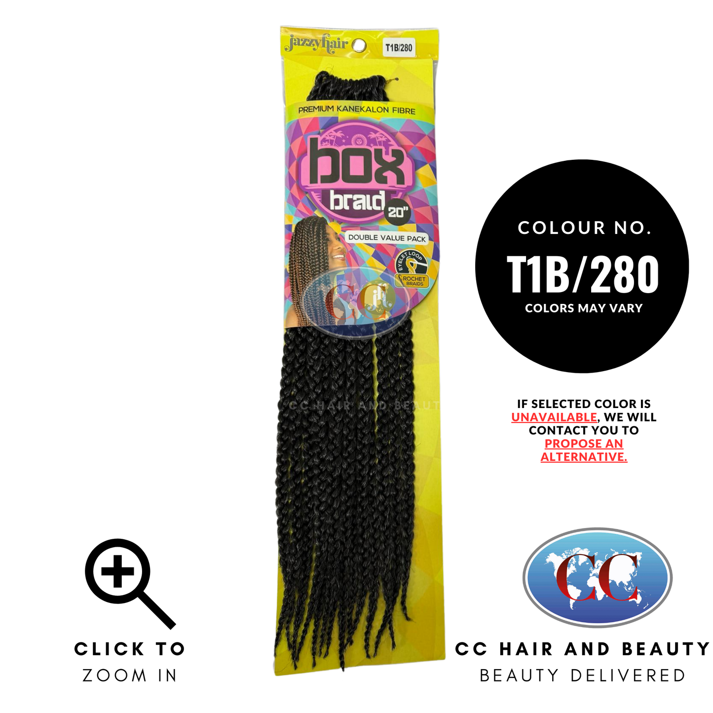 Jazzy Hair Box Braid Crochet Braid - 20"-Colour T1B/280