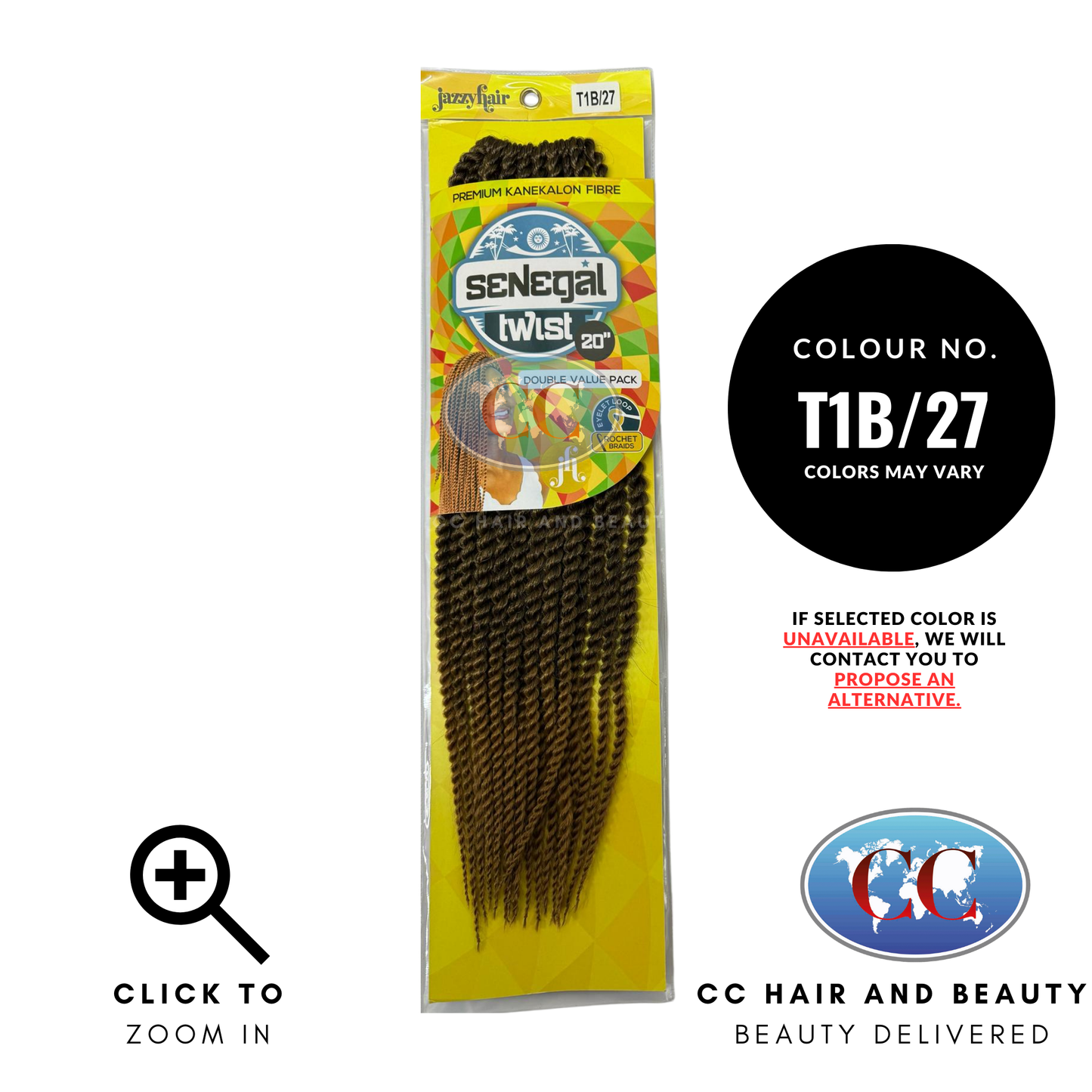 Jazzy Hair Senegal Twist Crochet Braid Hair - 20"-Colour T1B/27
