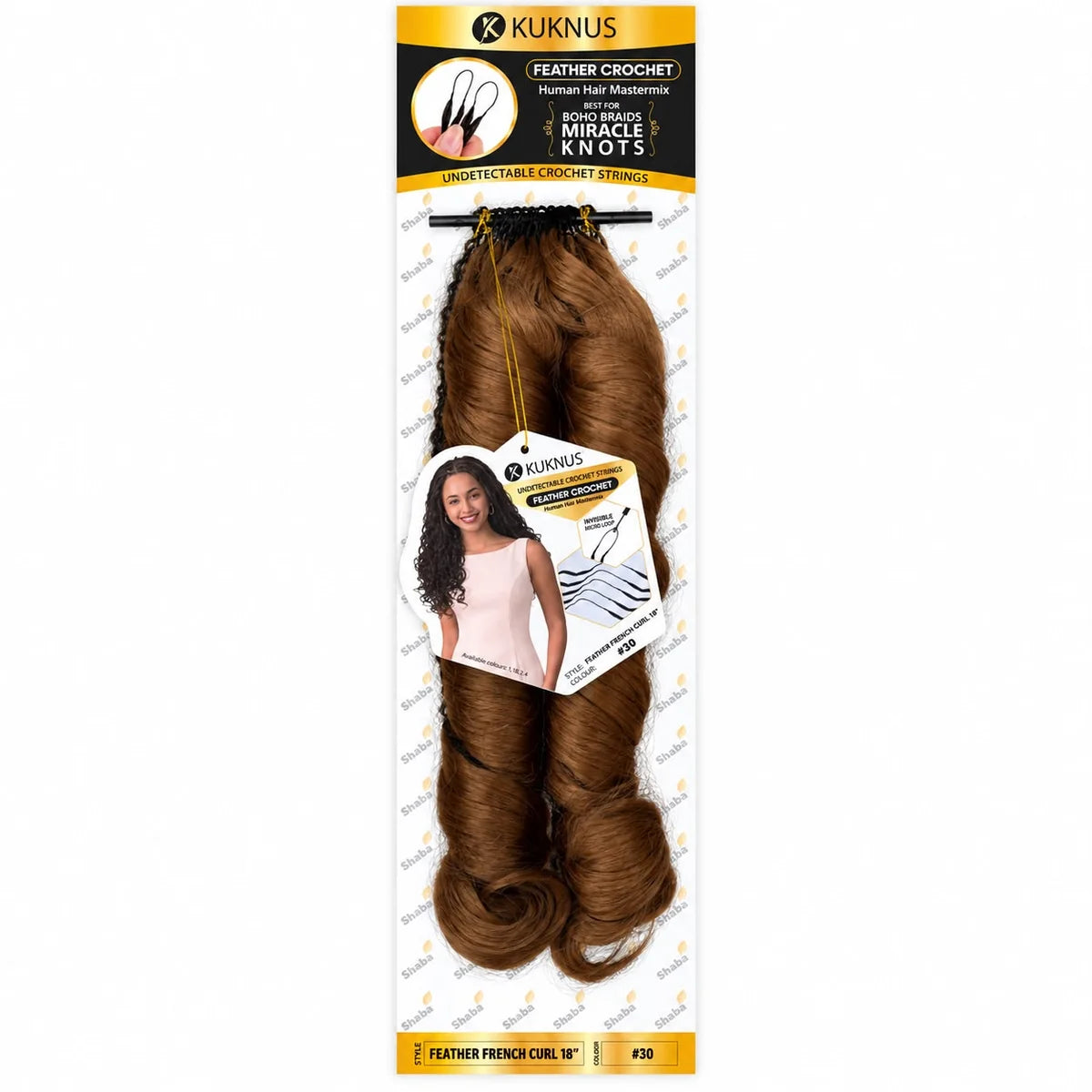 Kuknus Feather Crochet Human Hair MasterMix French Curl 18"