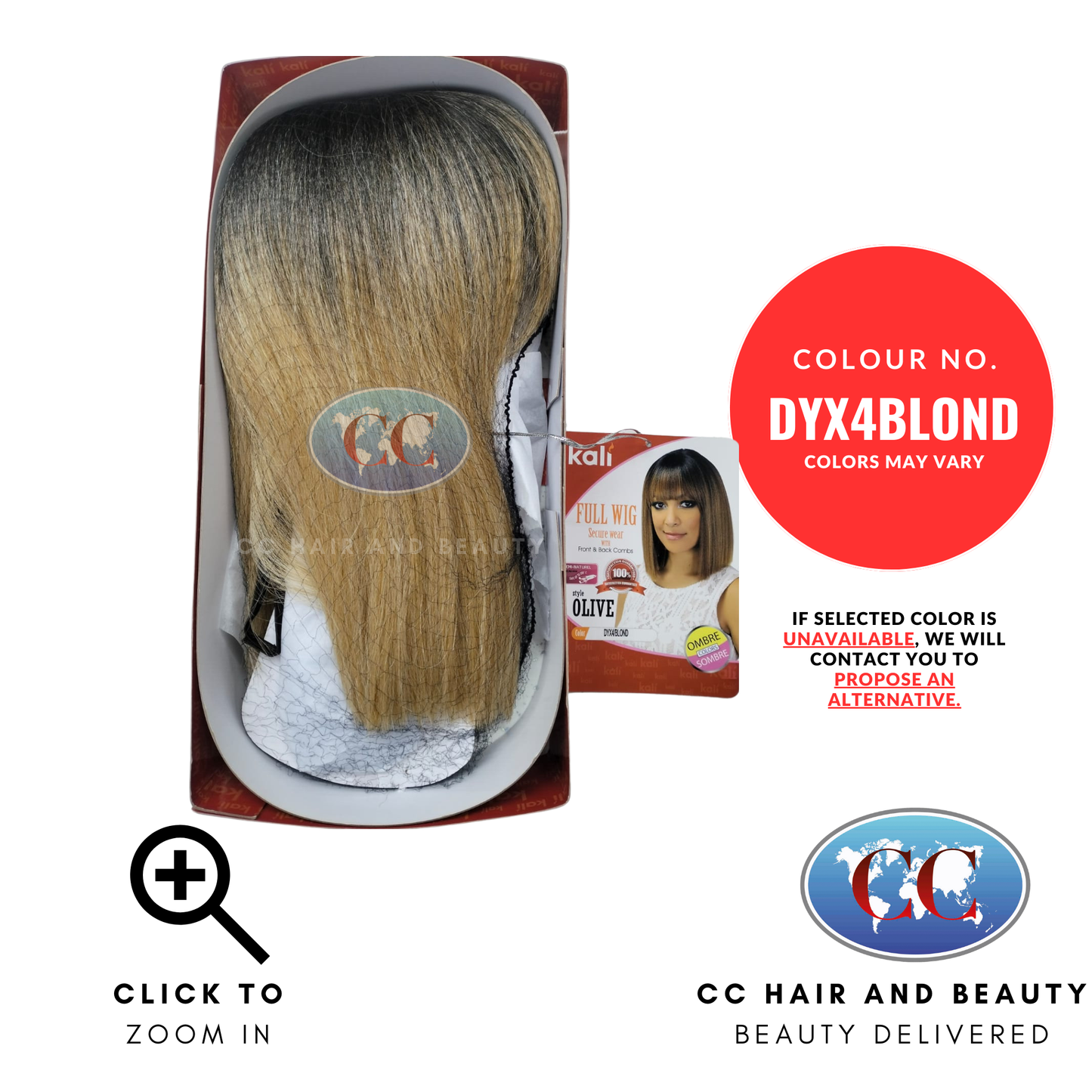 Kali Full Wig Secure Wear With Frint & Back Combs - Olive