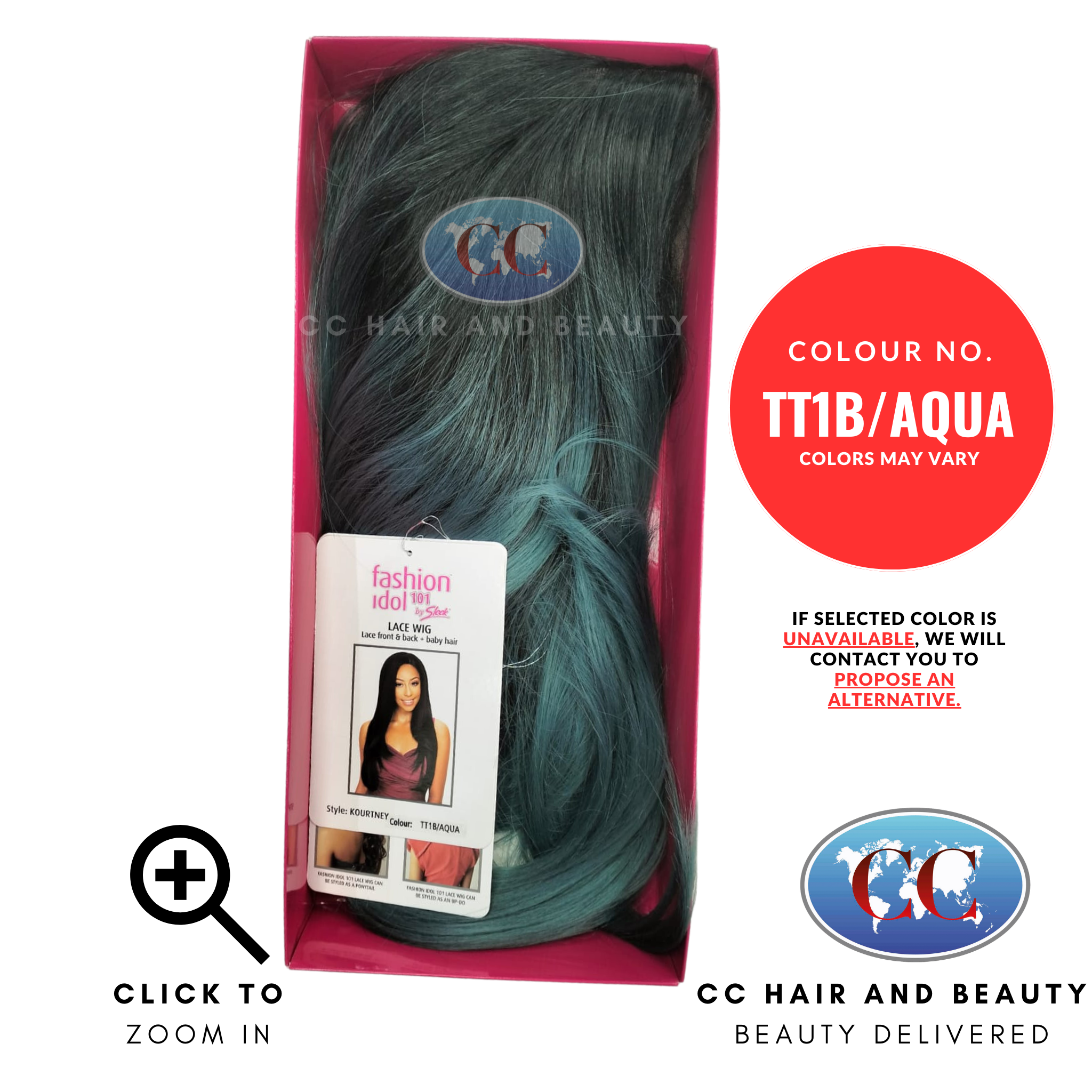 Sleek Fashion Idol Lace Wig - Kourtney Wig-Colour TT1B/AQUA