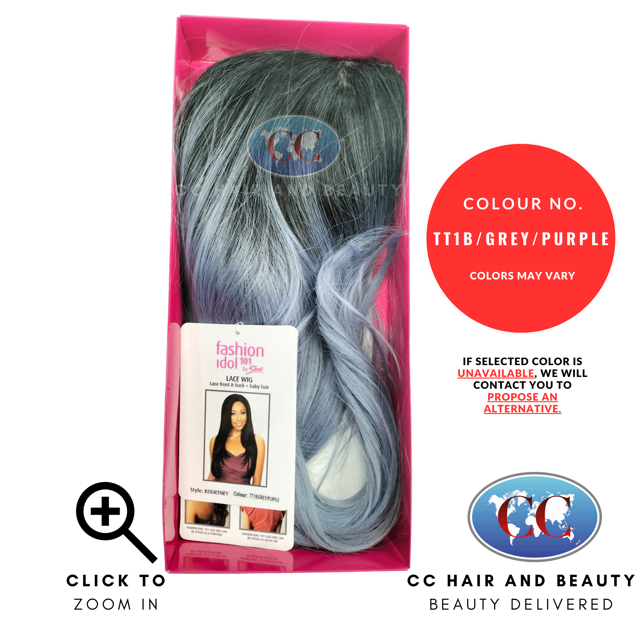 Sleek Fashion Idol Lace Wig - Kourtney Wig-Colour TT1B/GERY/PURPLE