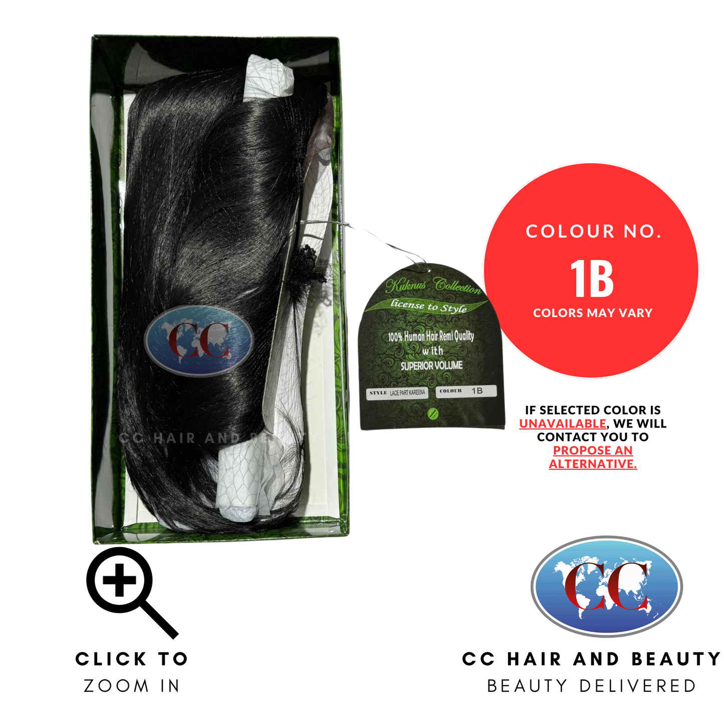 Kuknus Collection 100% Human Hair Remi Quality-Lace Part Kareena-Colour 1B