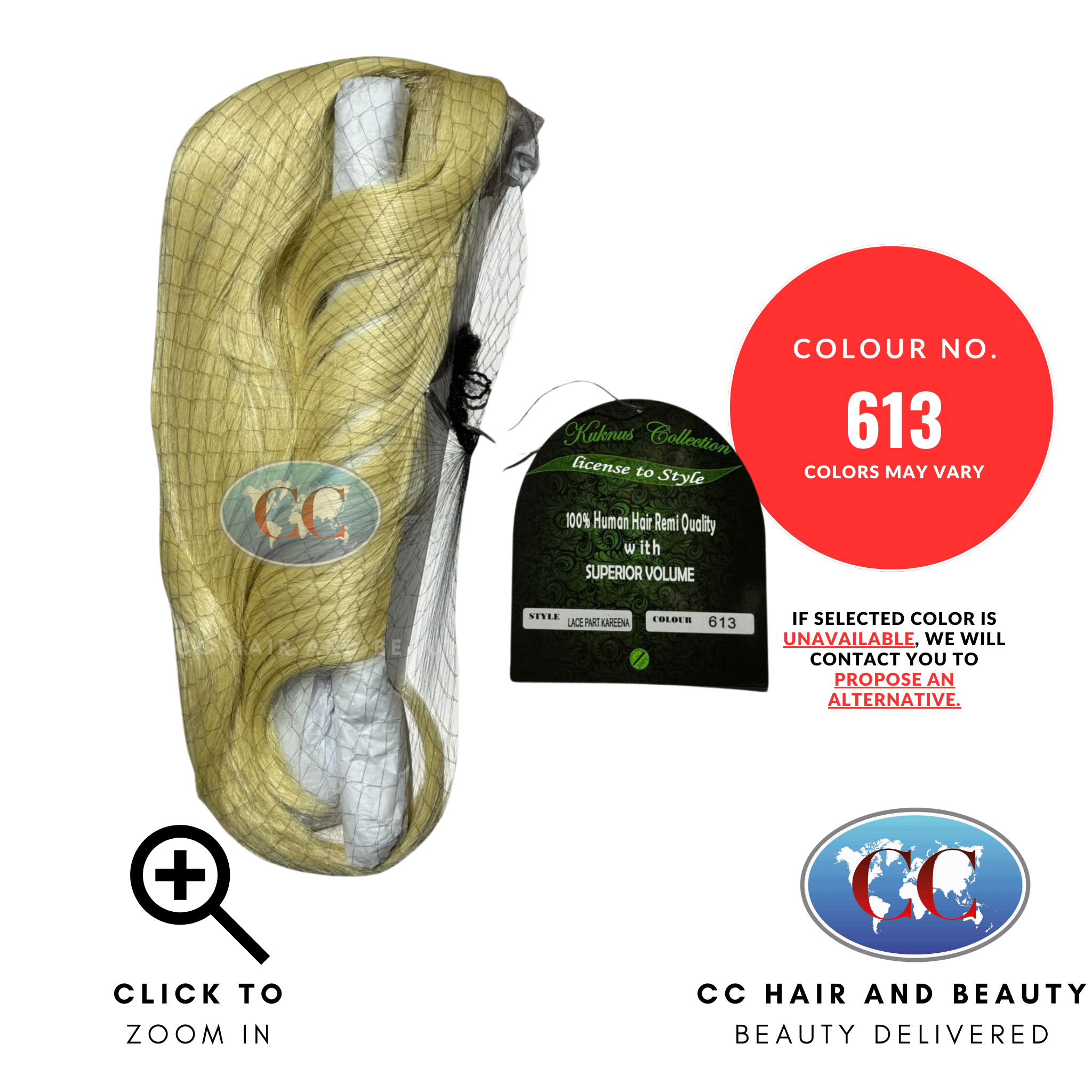 Kuknus Collection 100% Human Hair Remi Quality-Lace Part Kareena-Colour 613