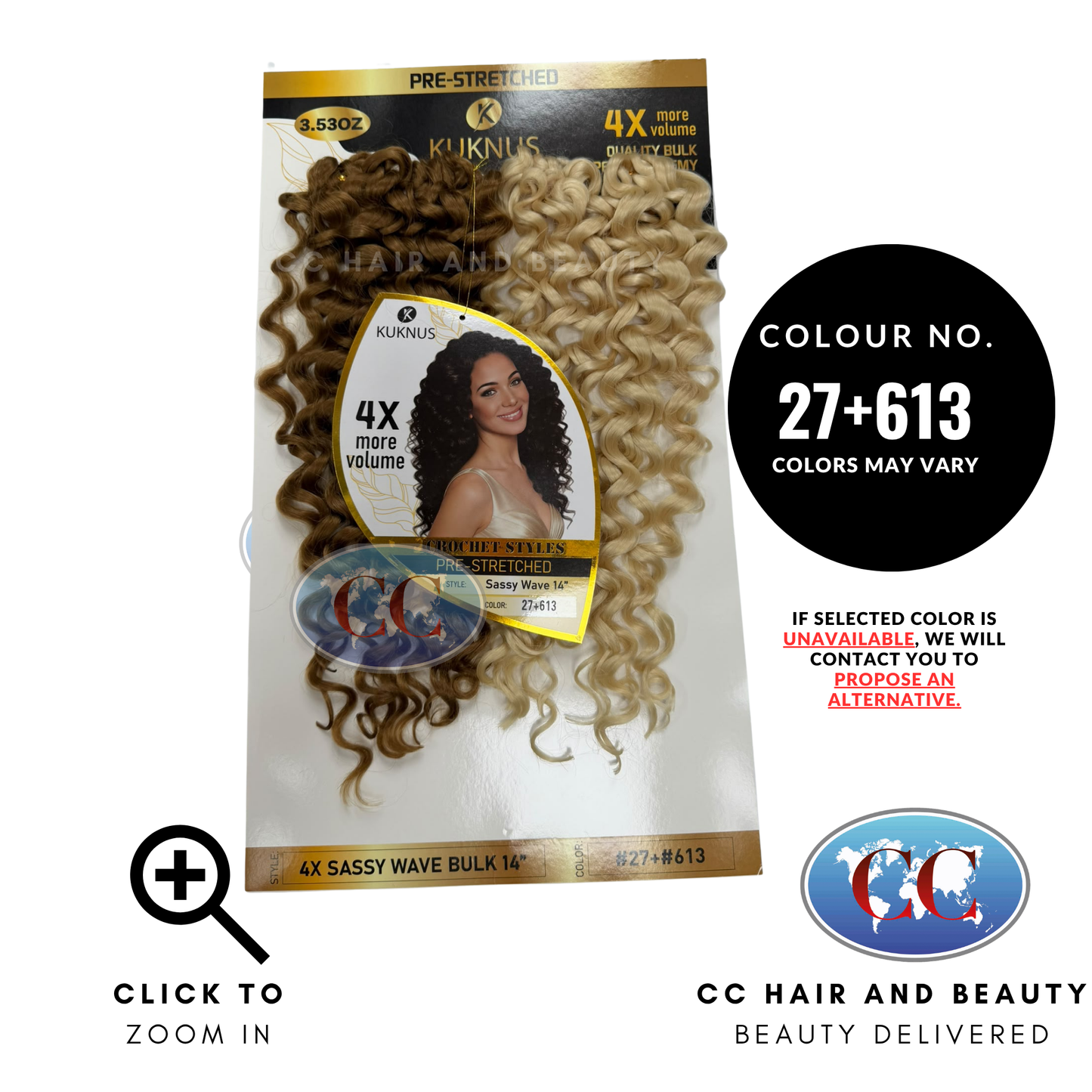 Kuknus Luxurious Pre-Stretched 100% Peruvian Remy Boho Braid & Locs Styles - 4x Sassy Wave 14"22"