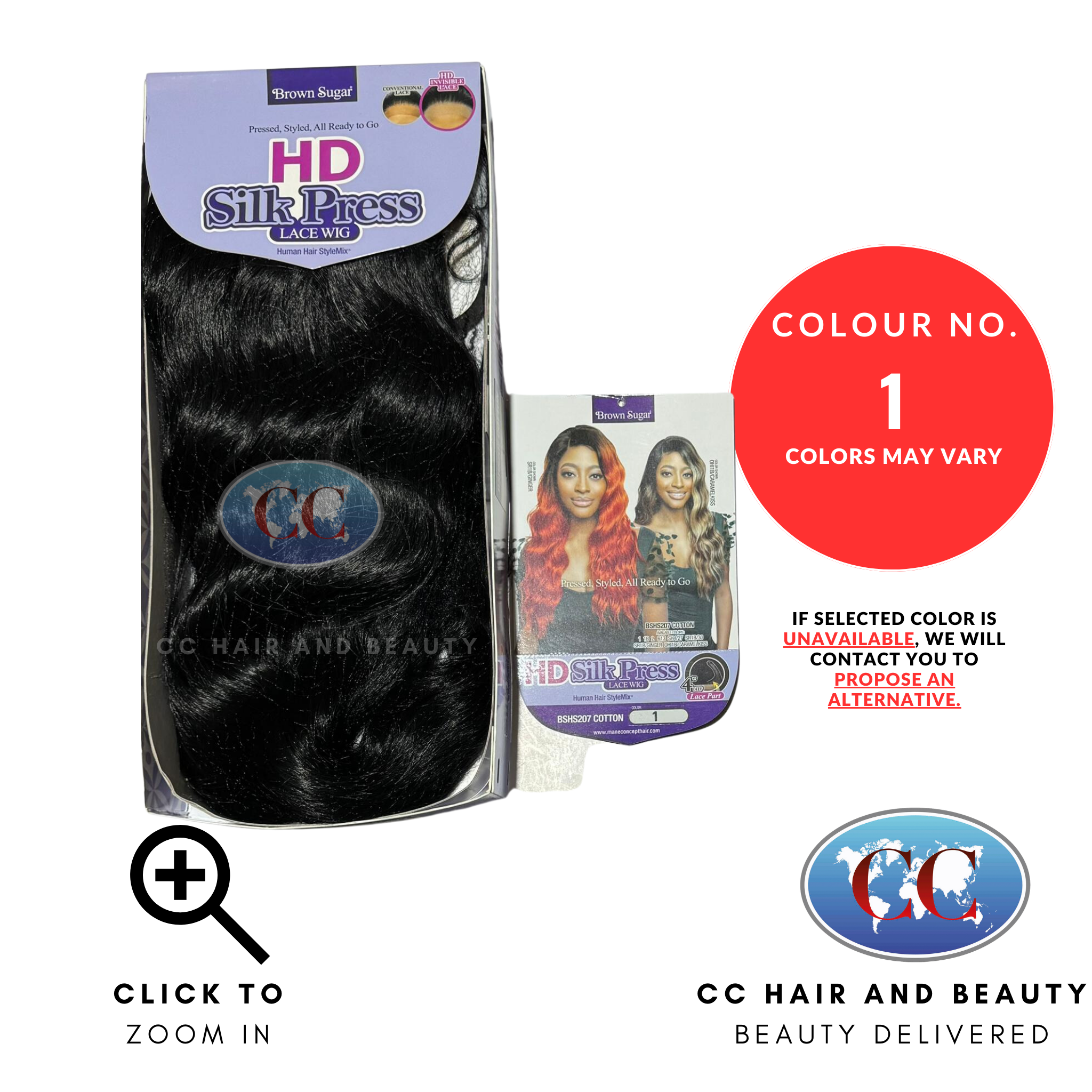 Mane Concept Brown Sugar HD Lace Human Hair Blend Wig - BSHS207 Cotton-Colour 1