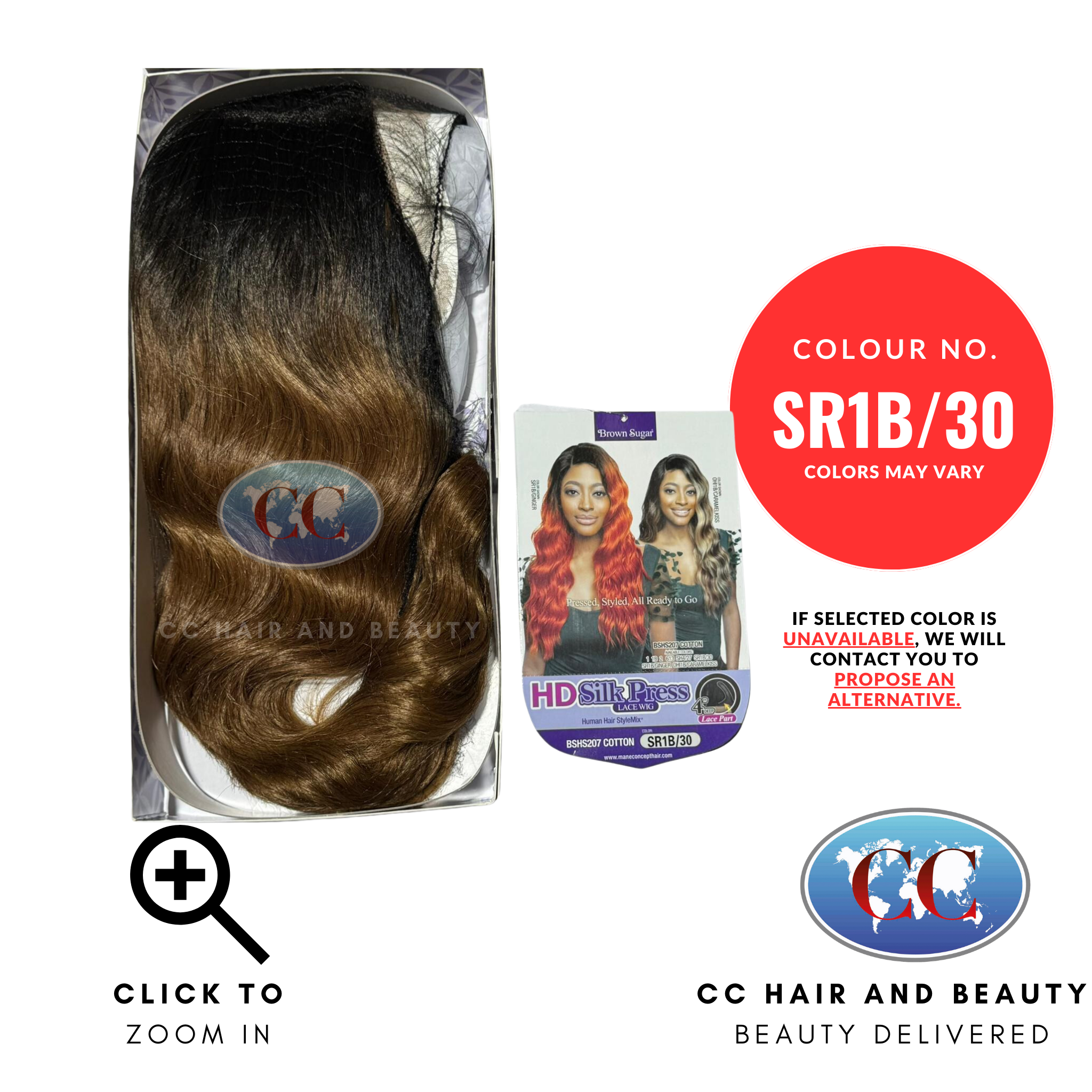 Mane Concept Brown Sugar HD Lace Human Hair Blend Wig - BSHS207 Cotton-Colour SR1B/30