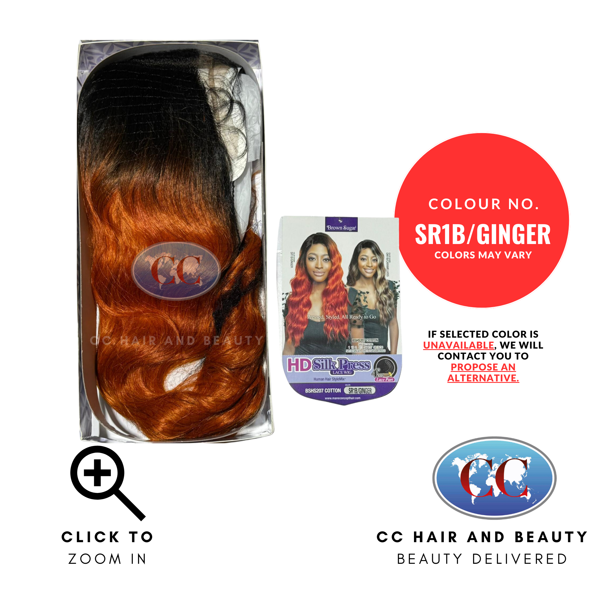 Mane Concept Brown Sugar HD Lace Human Hair Blend Wig - BSHS207 Cotton-Colour SR1/GINGER