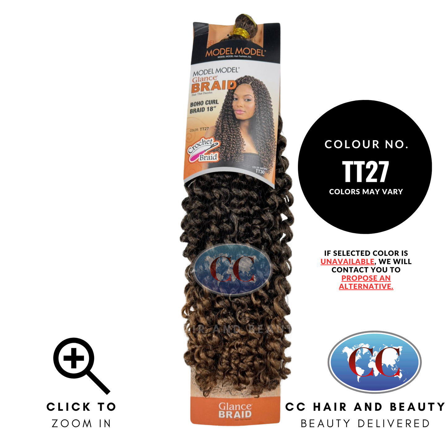 Model Model Glance Braid - Boho Curl 18" (Wr)-Colour TT27