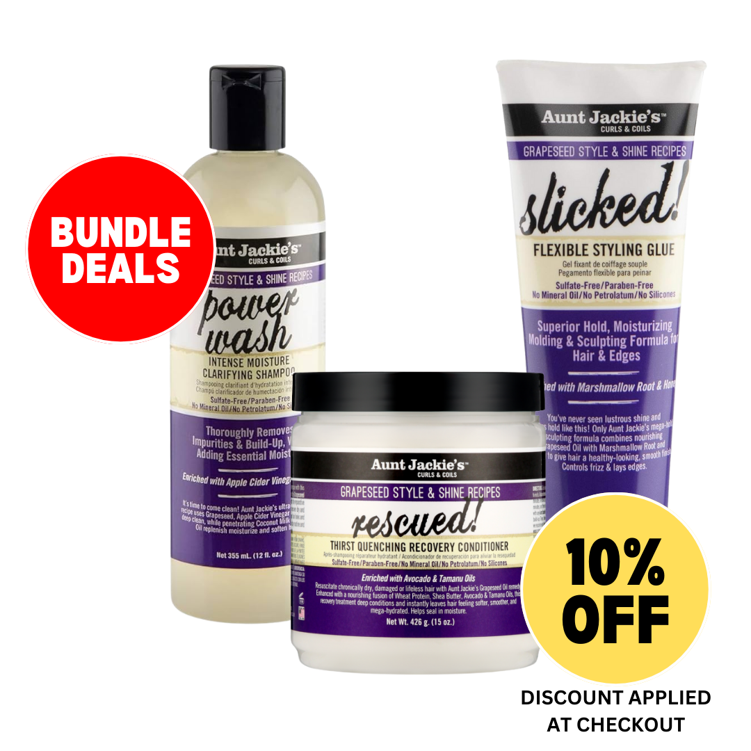 Moisture Clarifying Shampoo 12 - Oz+Style Slicked Flexible Styling Glue - 4 Oz+ Grapeseed Conditioner - 15 Oz- Bundle
