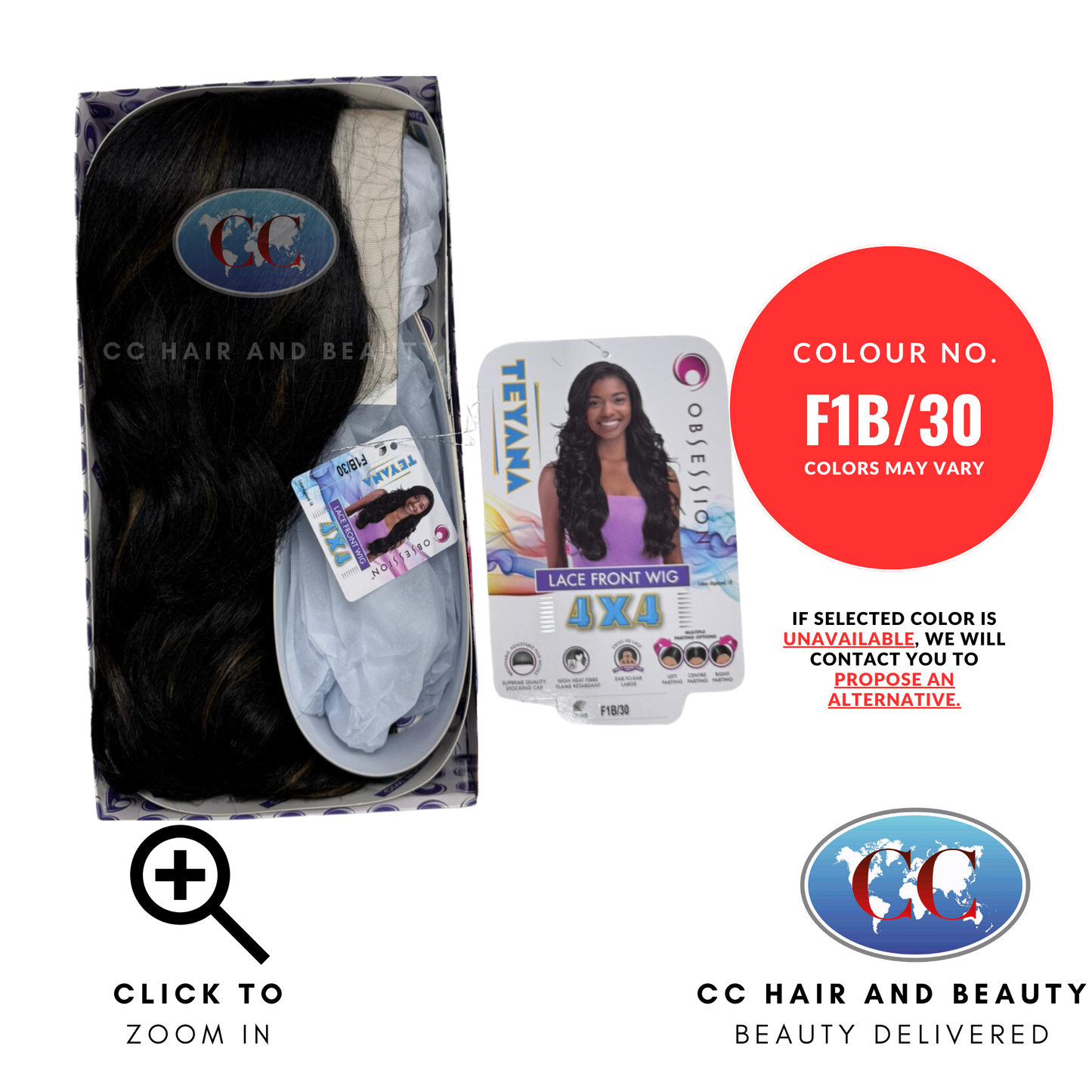 Obsession Synthetic Hair Swiss HD 4x4 Lace Front Free Part Wig - Teyana | CC Hair & Beauty UK