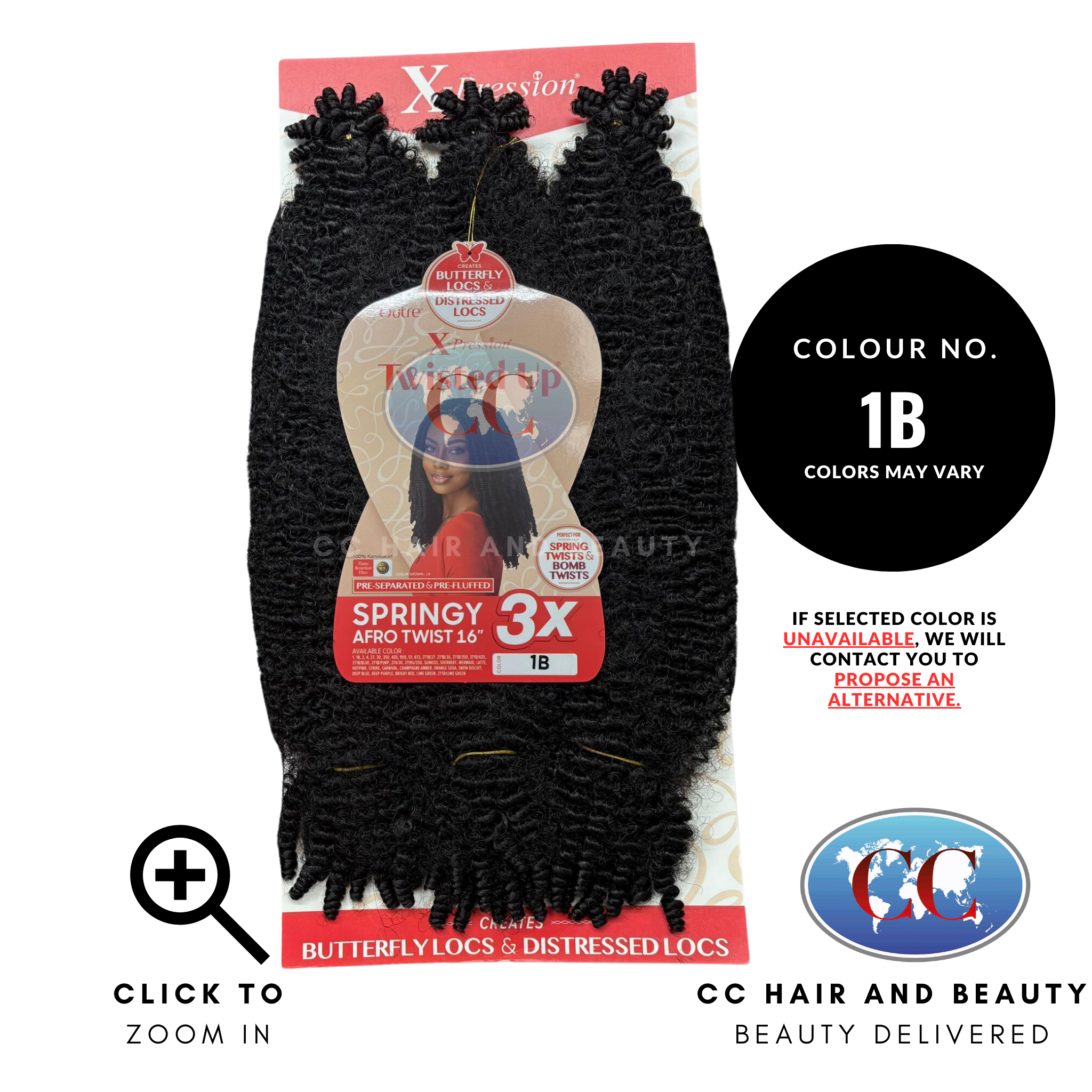 Outre Crochet Braids X-Pression Twisted Up 3X Springy Afro Twist 16"-Colour 1B