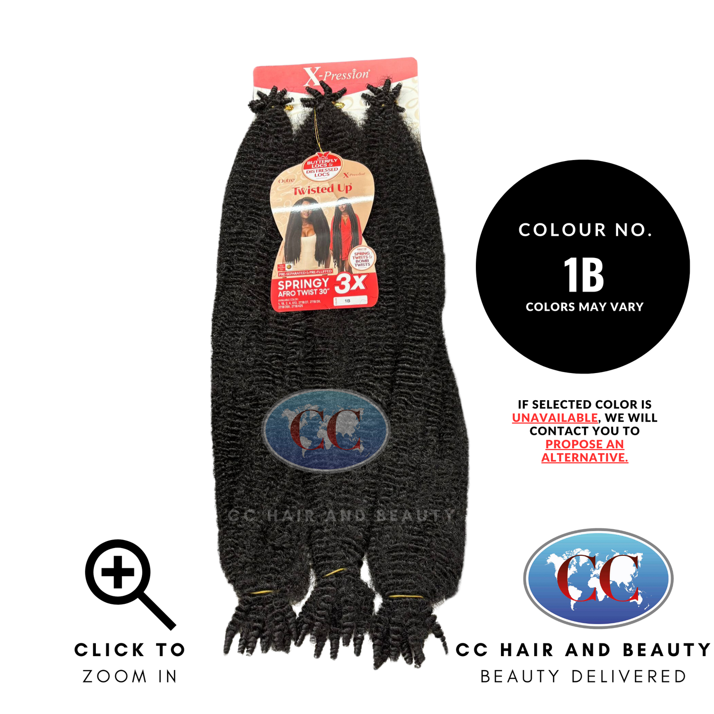 Outre Crochet Braids X-Pression Twisted Up 3X Springy Afro Twist 30"-Colour 1B