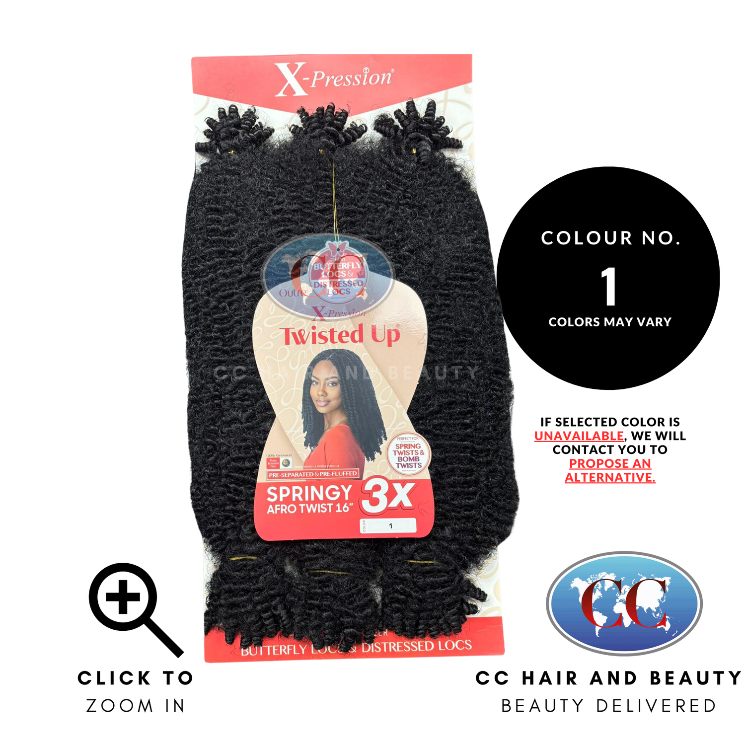 Outre Crochet Braids X-Pression Twisted Up 3X Springy Afro Twist 16"-Colour 1