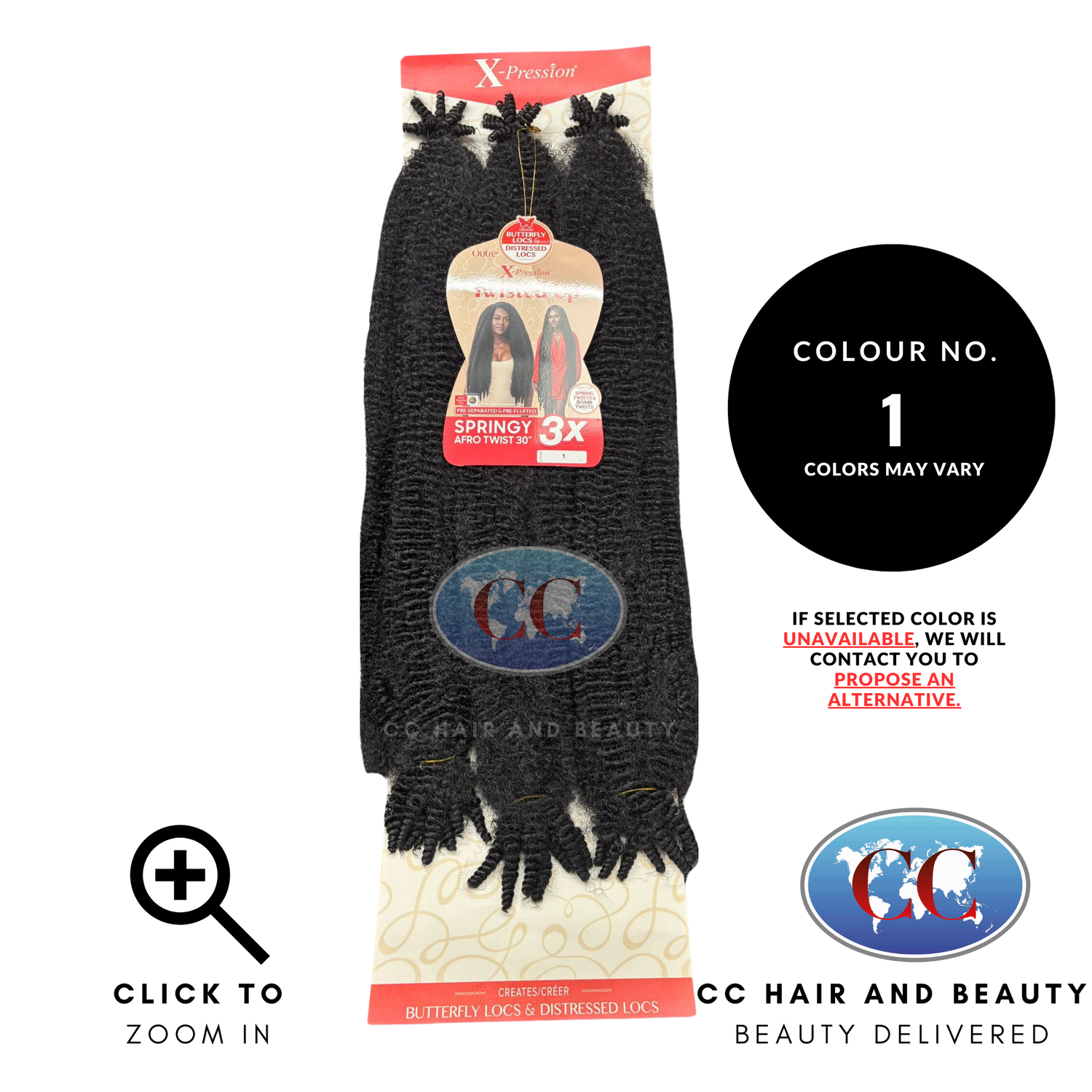 Outre Crochet Braids X-Pression Twisted Up 3X Springy Afro Twist 30"-Colour 1