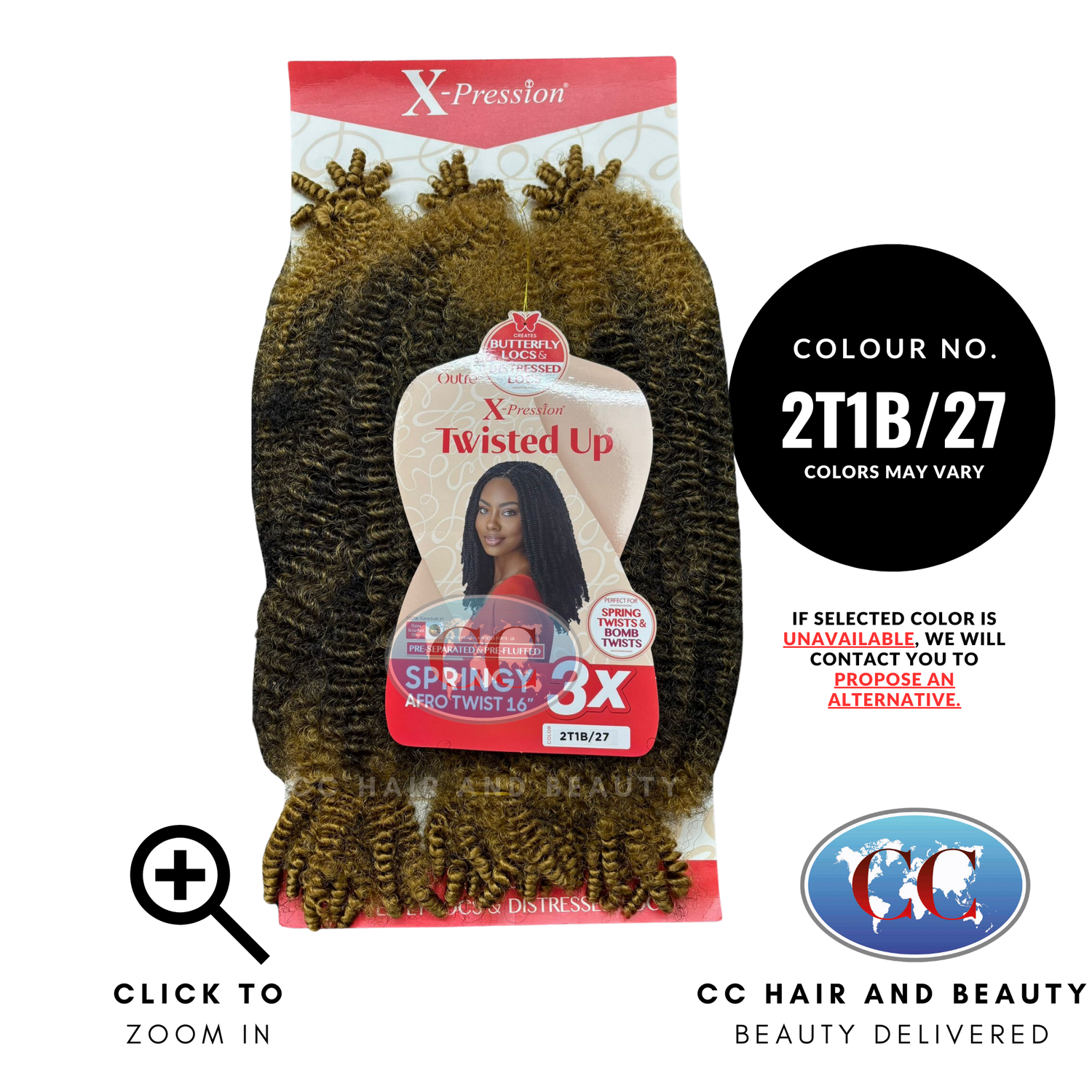 Outre Crochet Braids X-Pression Twisted Up 3X Springy Afro Twist 16"-Colour 2T1B/27