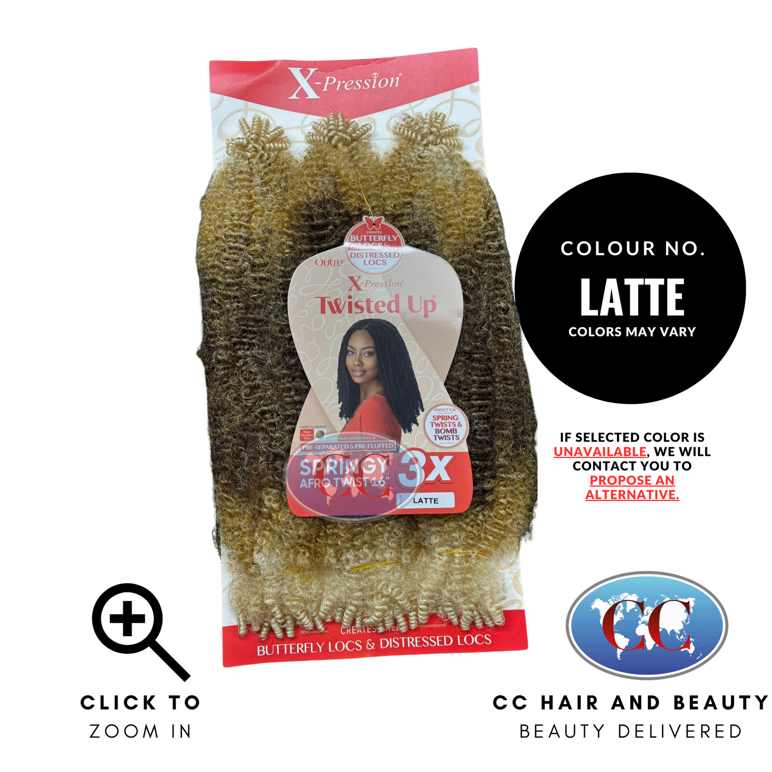 Outre Crochet Braids X-Pression Twisted Up 3X Springy Afro Twist 16"-Colour LATTE