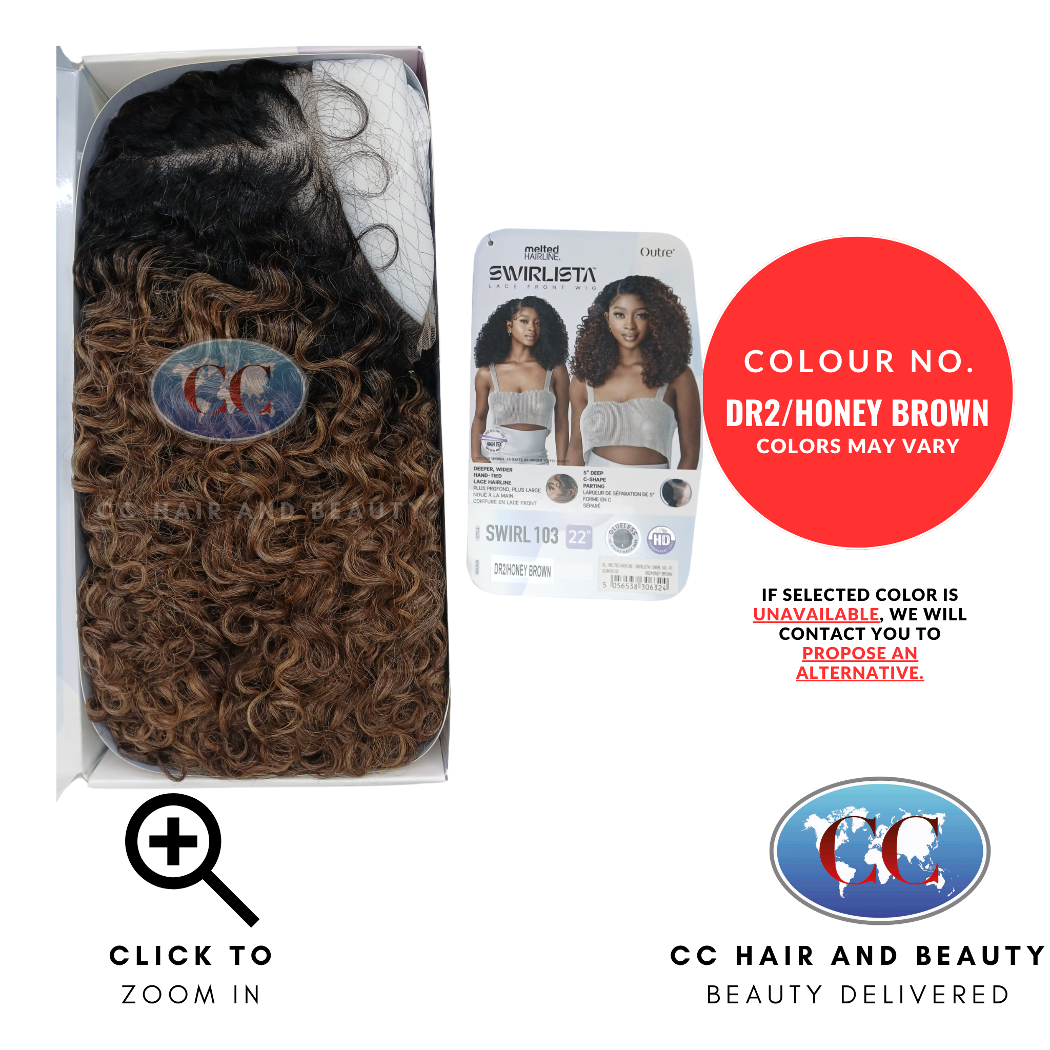 Outre HD Melted Hairline Swirlista Swirl Lace Wig 103 QLMHSS103-Colour DR2/HONEY BROWN