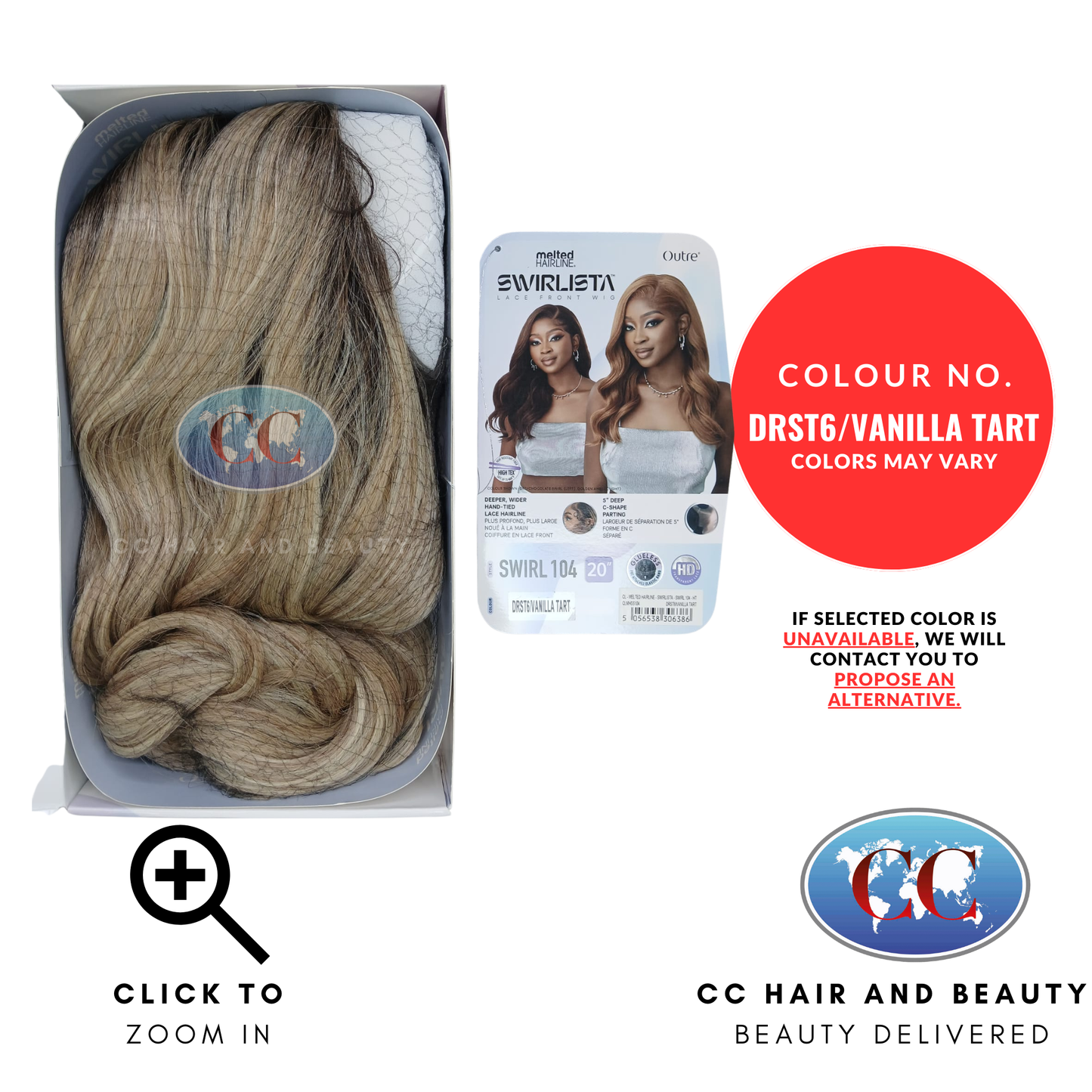 Outre HD Melted Hairline Swirlista Swirl Lace Wig 104 QLMHSS104-Colour DRST6/VANILLA TART