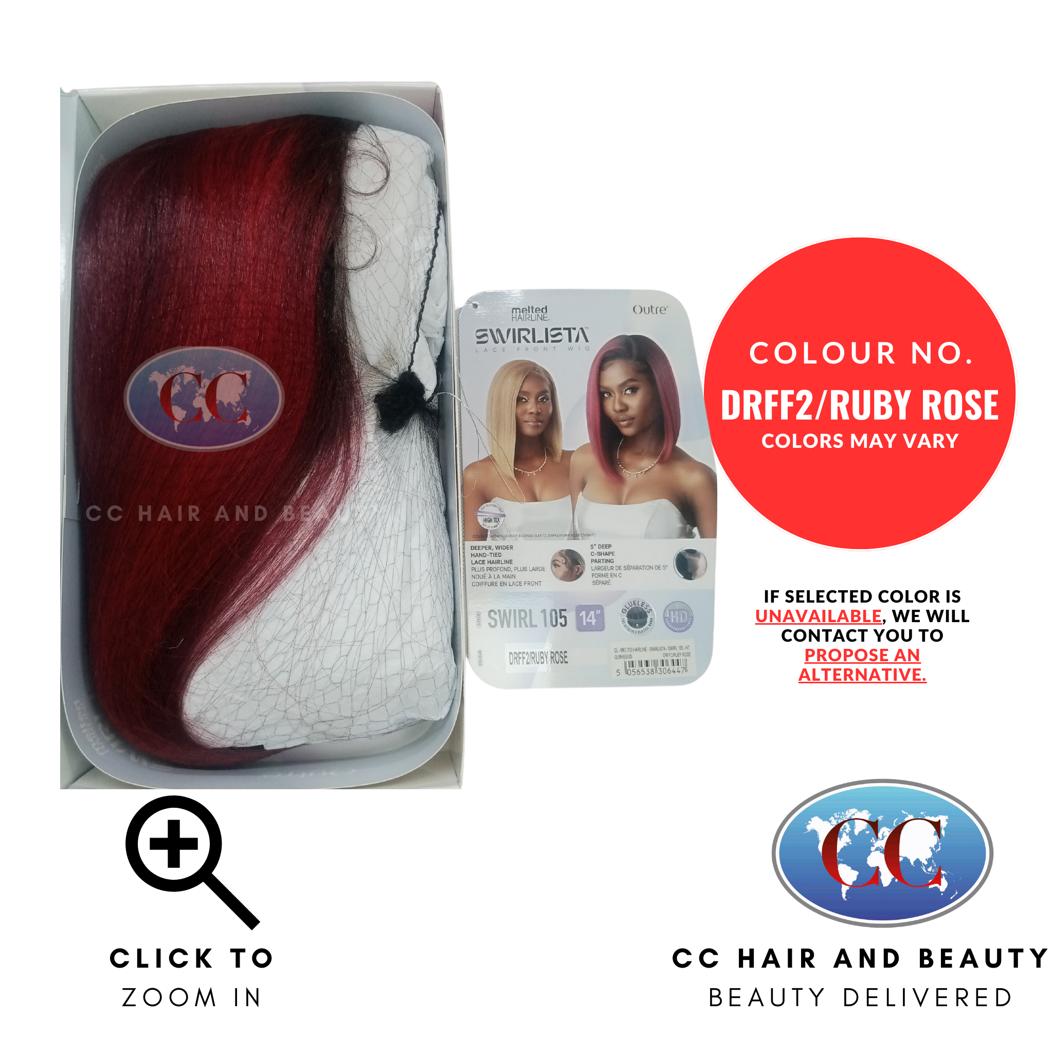 Outre HD Melted Hairline Swirlista Swirl Lace Wig 105 QLMHSS105-Colour DRFF2/RUBY  ROSE