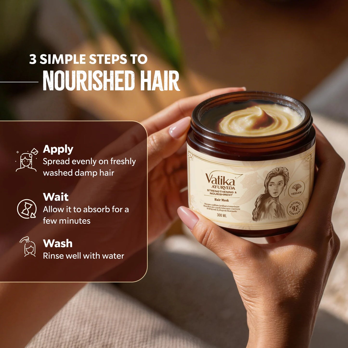 Vatika Ayurveda Strengthening Hair Mask - back of pack | CC Hair and Beauty Leeds