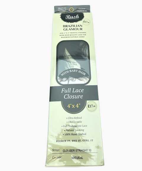 Brazilian Glamour 4X4 Full Lace Closure - Straight Available in 10, 12, 14, 18"