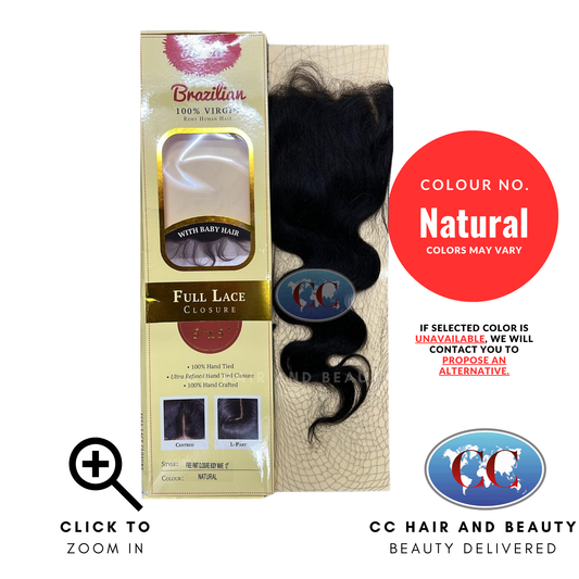 Rush Brazilian 100% Virgin Remy Human Hair Full Lace Closure 5" X 5" Free Part Closure Body Wave 12"-Natural