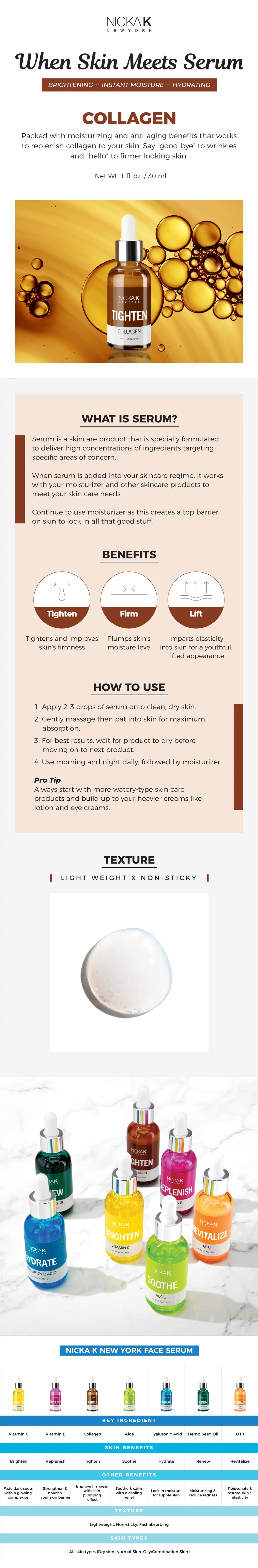 Nicka K Tighten Collagen Ampoule Serum - 1oz