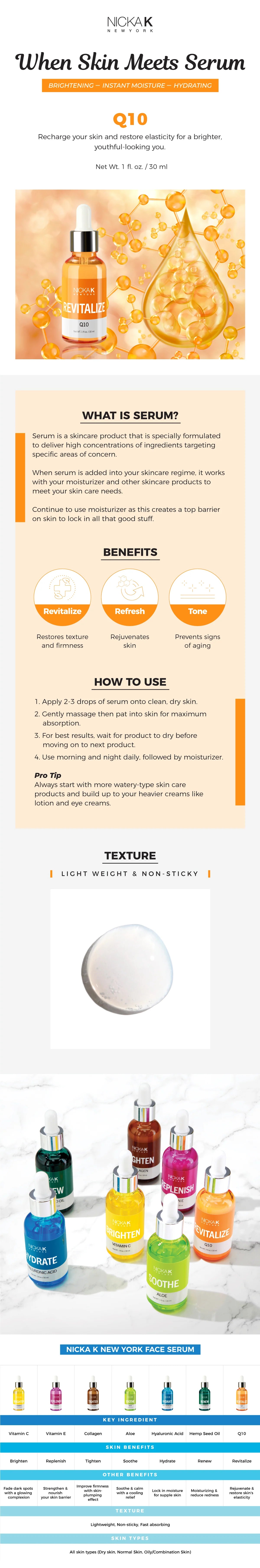 Nicka K Q10 Revitalize Ampoule Seum - 1oz