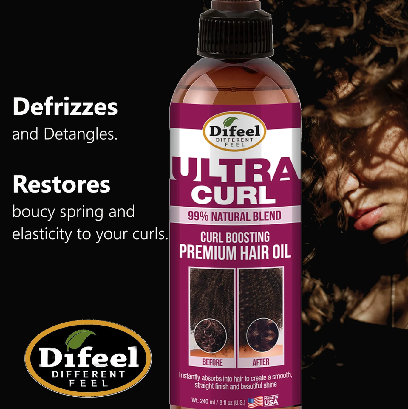 Difeel 99% Natural Ultra Curl Premium Hair Oil