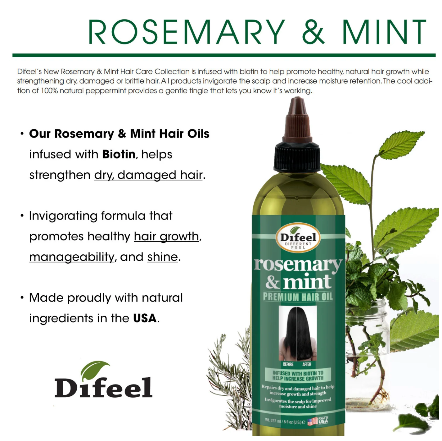 Difeel Rosemary And Mint Premium Hair Oil With Biotin