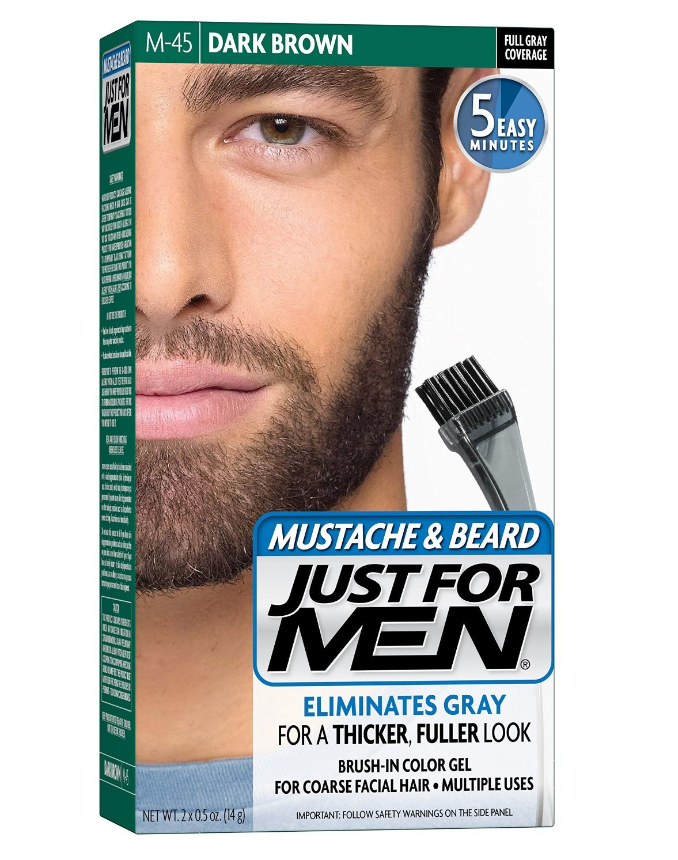 Just For Men Moustache & Beard Brush-In Colour Gel - Dark Brown Black - product detail | CC Hair & Beauty
