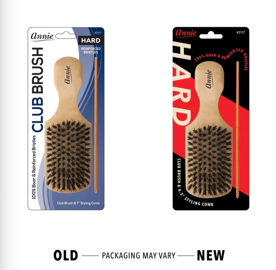 Annie Hard Wood Club Boar Bristle Brush- 2117
