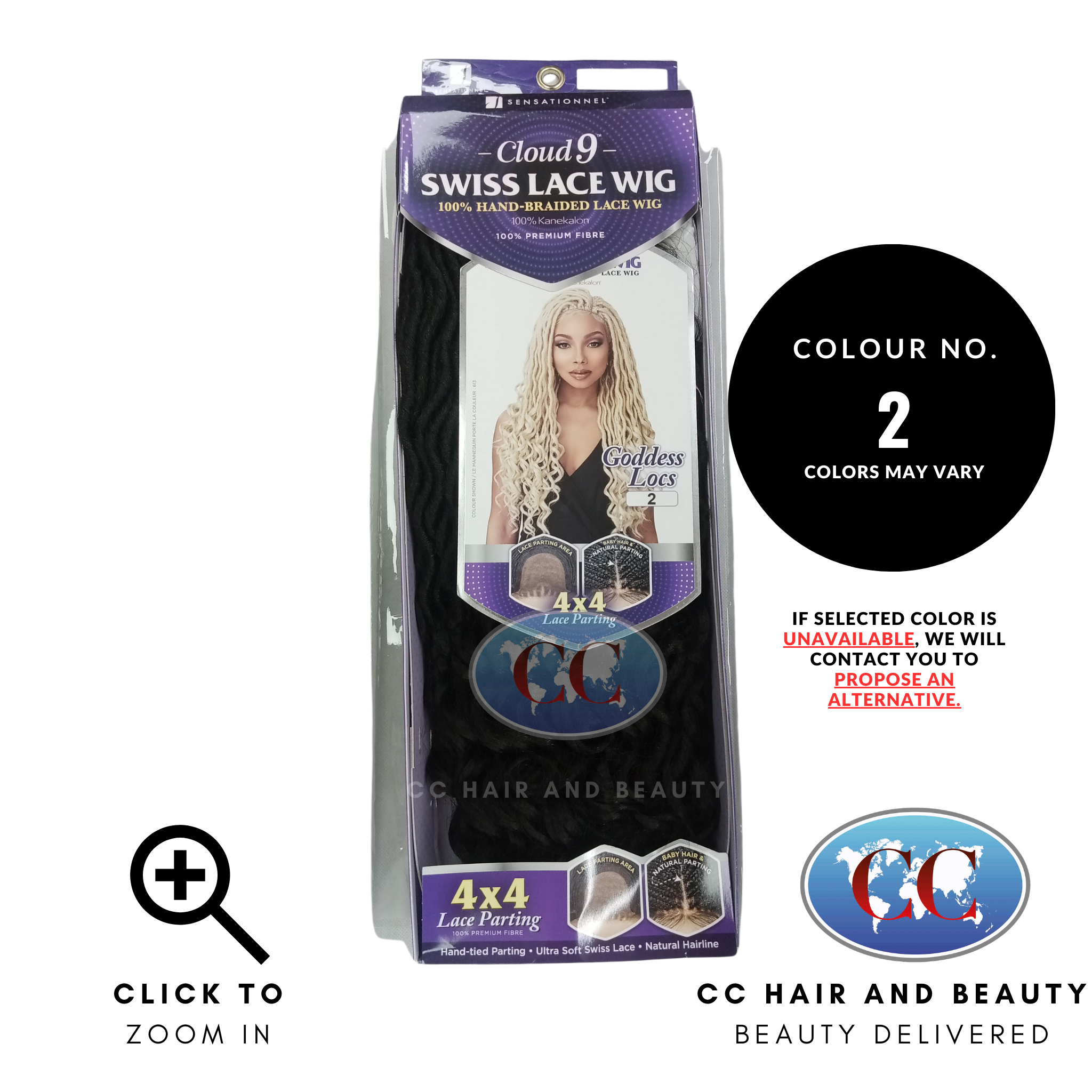 Sensationnel Cloud9 Ruwa 4x4 Swiss Braided Lace Front Wig - Goddess Locs-Colour 2