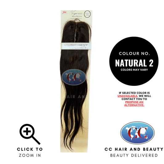 Sleek Hair Gold 100% Virgin Human Hair 4"X 2" Natural Straight Closure 18"-NATURAL  2
