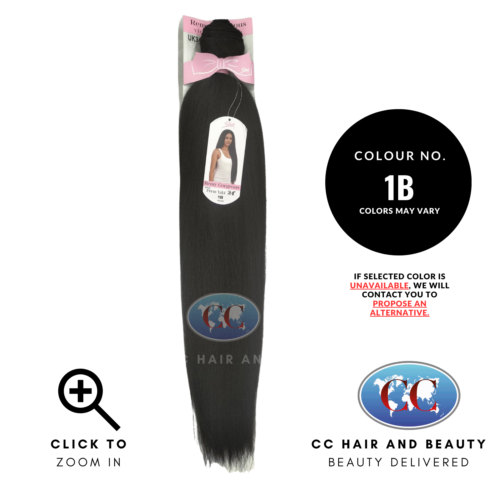 Sleek Hair Remy Gorgous Perm Yaki 24''- colour 1B